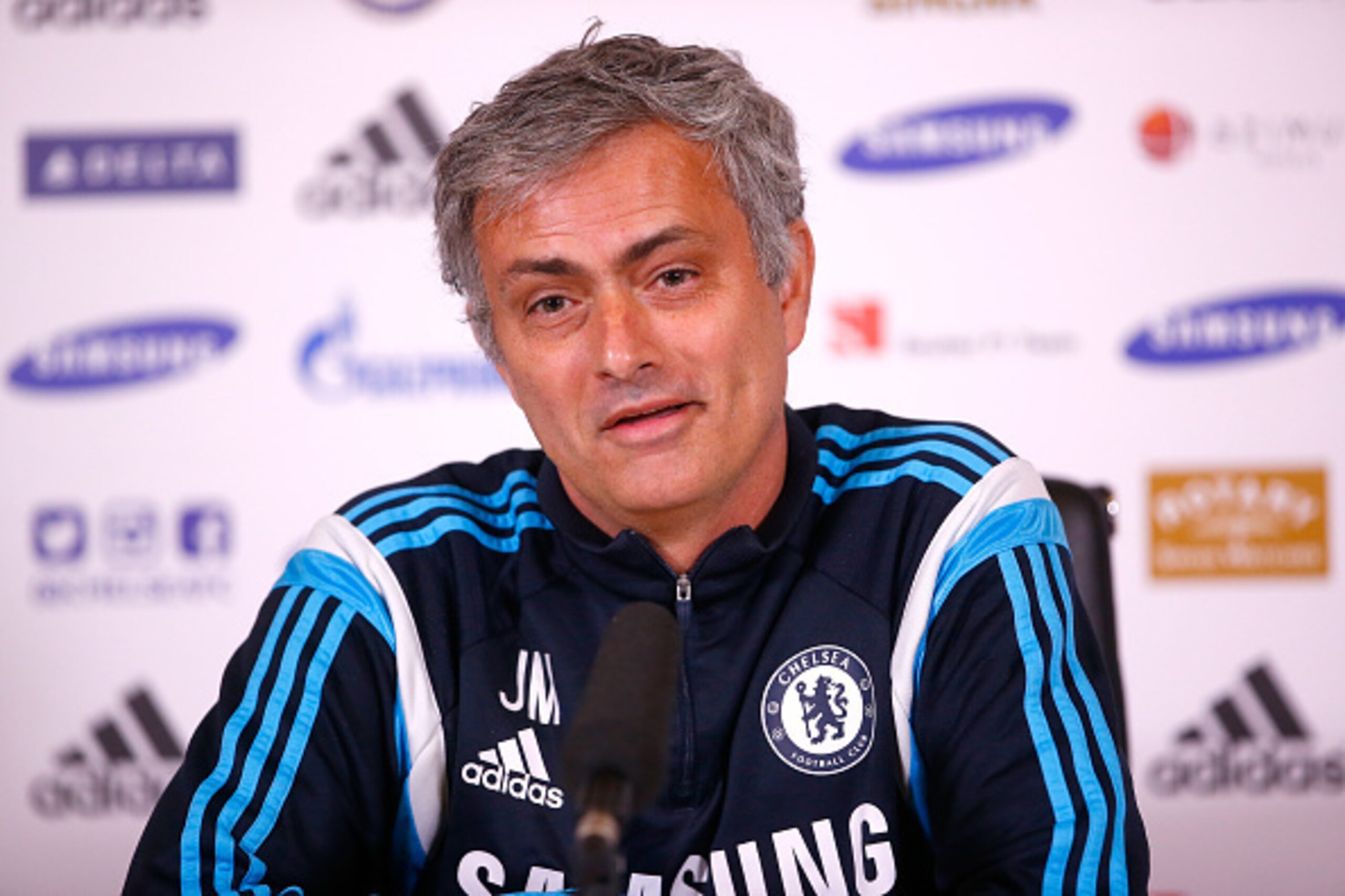 COBHAM, ENGLAND - MARCH 13:  Jose Mourinho speaks during a press conference at Chelsea Training Ground on March 13, 2015 in Cobham, England.  (Photo by Clive Rose/Getty Images)