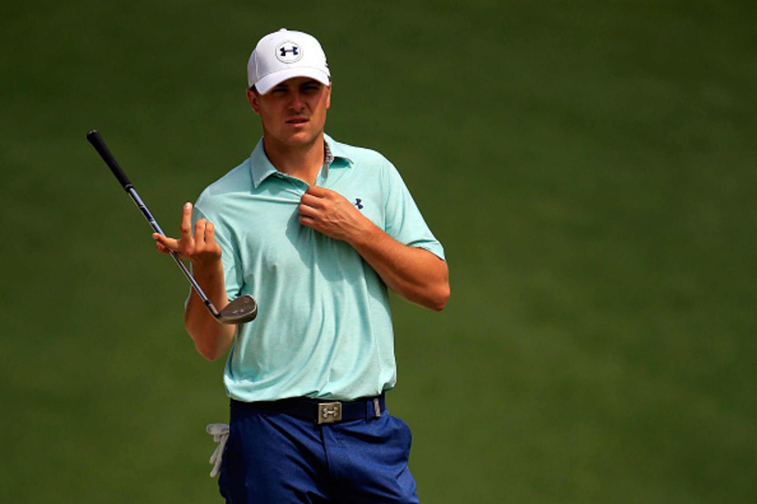 AUGUSTA, GA - APRIL 07:  Jordan Spieth of the United States looks over a green during a practice round prior to the start of the 2015 Masters Tournament at Augusta National Golf Club on April 7, 2015 in Augusta, Georgia.  (Photo by Jamie Squire/Getty Imag
