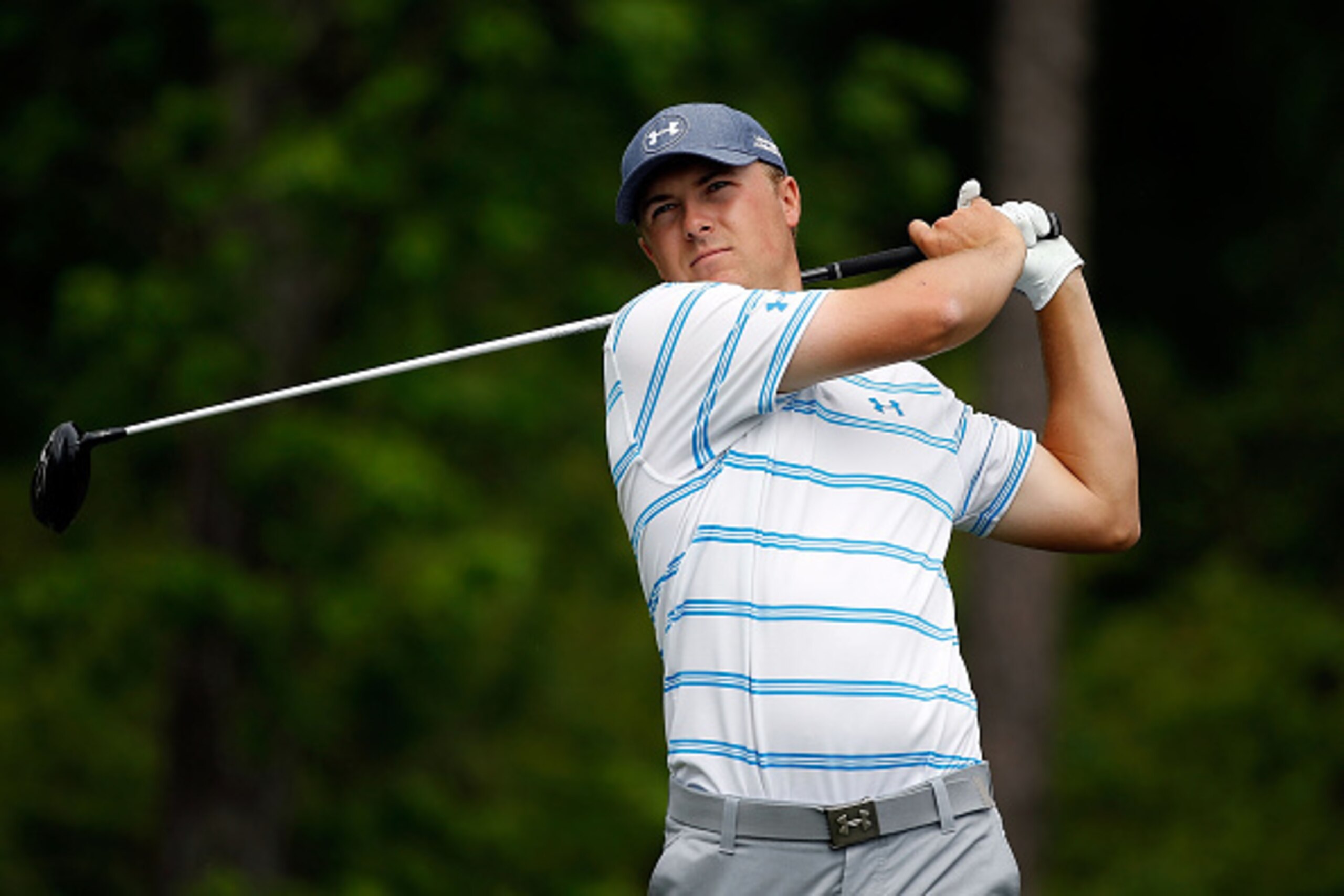 HUMBLE, TX - APRIL 04:  Jordan Spieth hits his tee shot on the thirteenth hole during the third round of the Shell Houston Open at the Golf Club of Houston on April 4, 2015 in Humble, Texas.  (Photo by Scott Halleran/Getty Images)