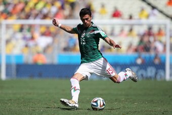 FORTALEZA, BRAZIL - JUNE 29:  Hector Moreno of Mexico in action during the 2014 FIFA World Cup Brazil Round of 16 match between Netherlands and Mexico at Castelao on June 29, 2014 in Fortaleza, Brazil.  (Photo by Dean Mouhtaropoulos/Getty Images)