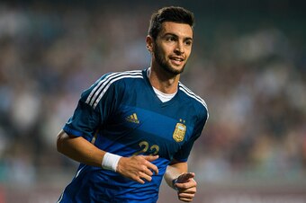 HONG KONG - OCTOBER 14:  Javier Pastore of Argentina during the International Friendly Match between Hong Kong and Argentina at the Hong Kong Stadium on October 14, 2014 in Hong Kong, Hong Kong.