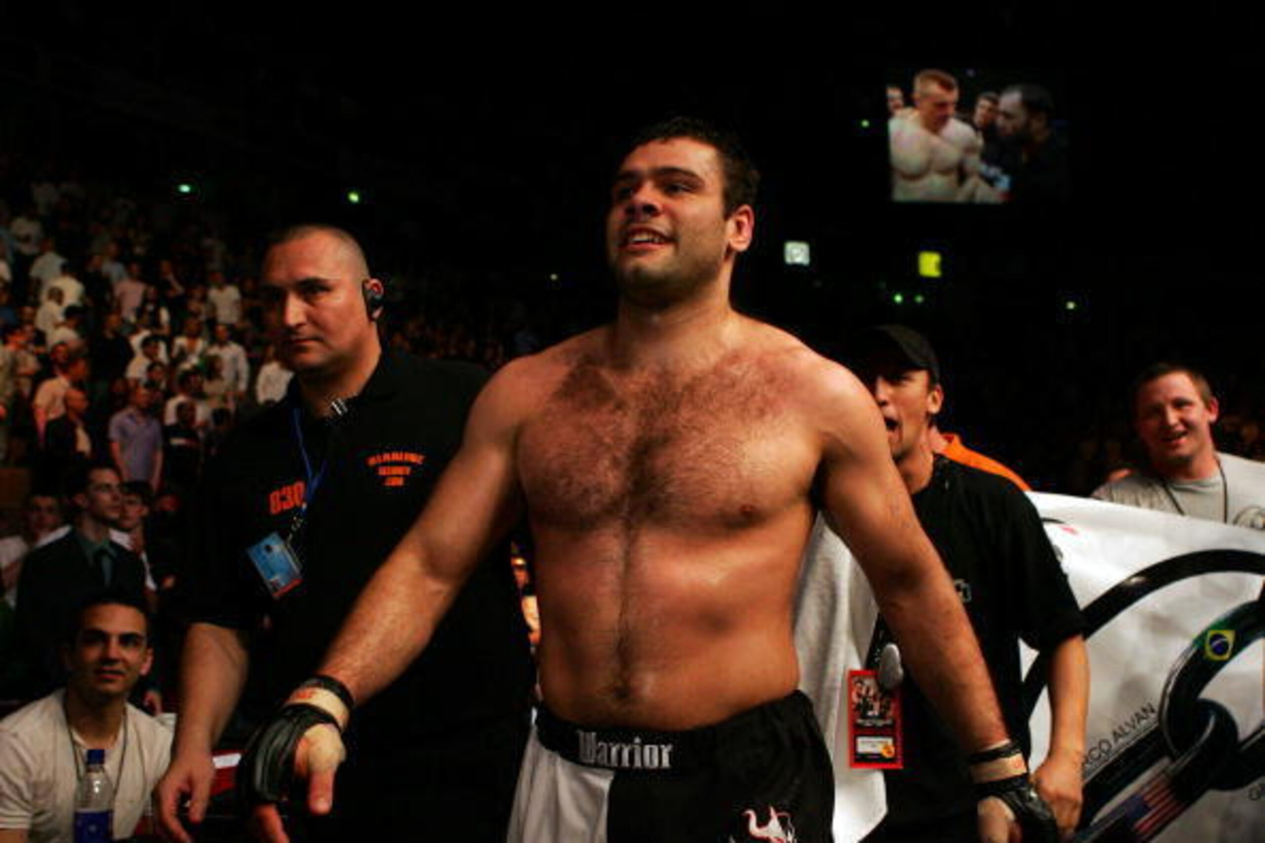 MANCHESTER, UNITED KINGDOM - APRIL 21: A victorious Gabriel Gonzaga of USA walks off after defeating Mirko Cro Cop of Croatia in a Heavyweight bout of the Ultimate Fighting Championship at the Manchester Evening News Arena on April 21, 2007 in Manchester,