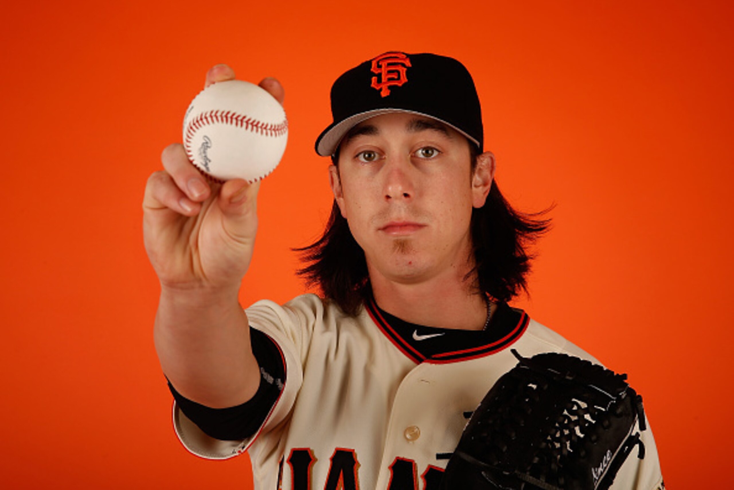 SCOTTSDALE, AZ - FEBRUARY 27:  Pitcher Tim Lincecum #55 of the San Francisco Giants poses for a portrait during spring training photo day at Scottsdale Stadium on February 27, 2015 in Scottsdale, Arizona.  (Photo by Christian Petersen/Getty Images)
