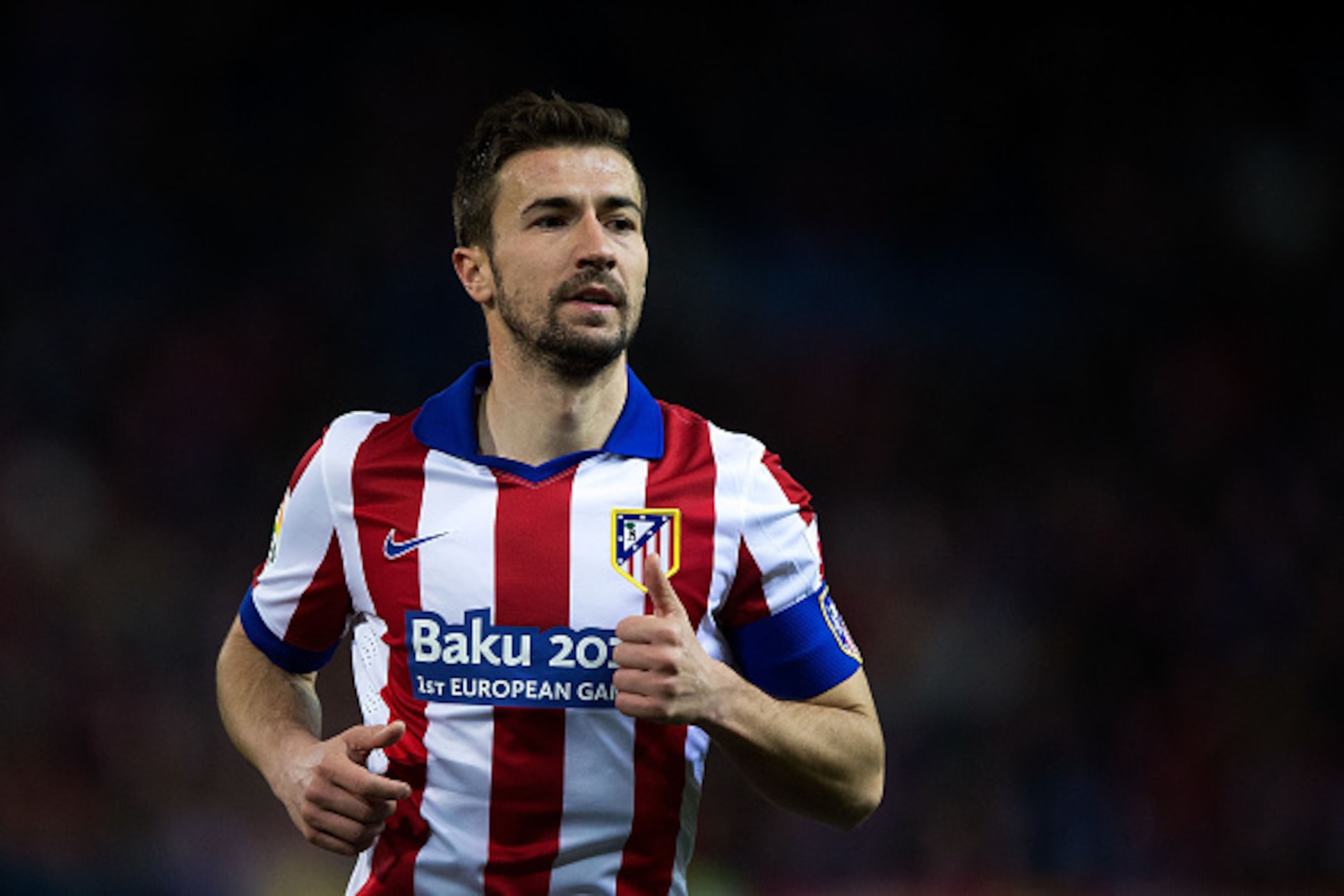 MADRID, SPAIN - FEBRUARY 21: Gabi Fernandez of Atletico de Madrid in action during the La Liga match between Club Atletico de Madrid and UD Almeria at Vicente Calderon Stadium on February 21, 2015 in Madrid, Spain.  (Photo by Gonzalo Arroyo Moreno/Getty I