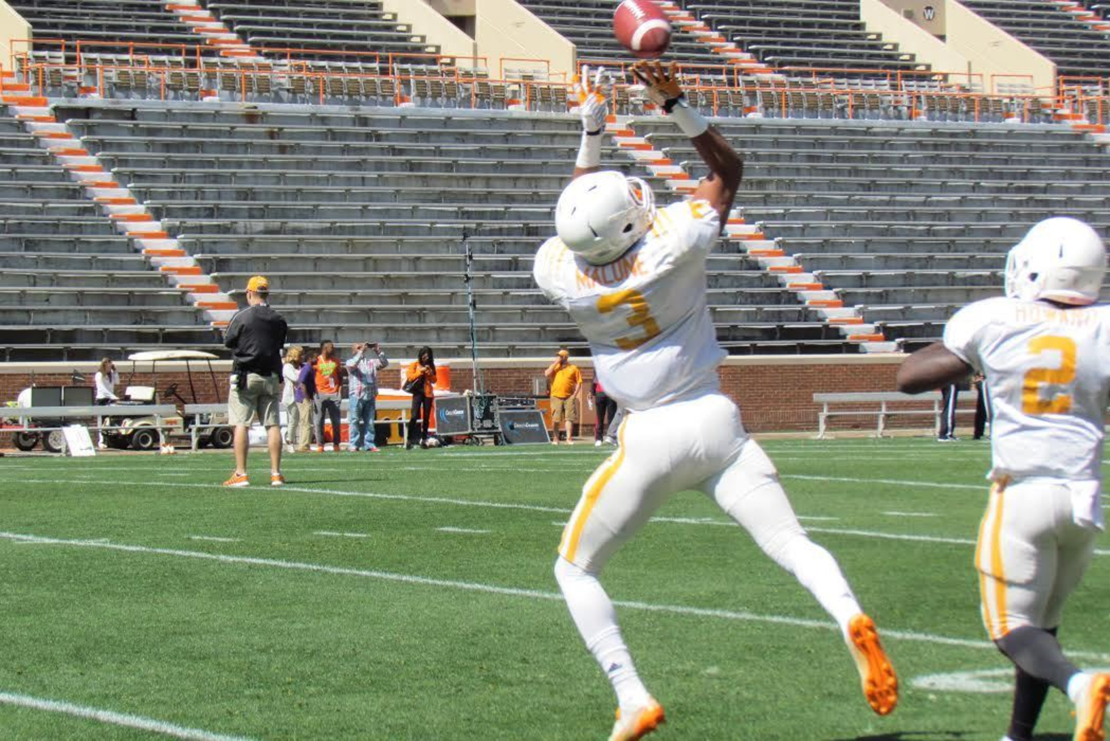 Receiver Josh Malone is one of several Vols youngsters who've drawn praise this spring.