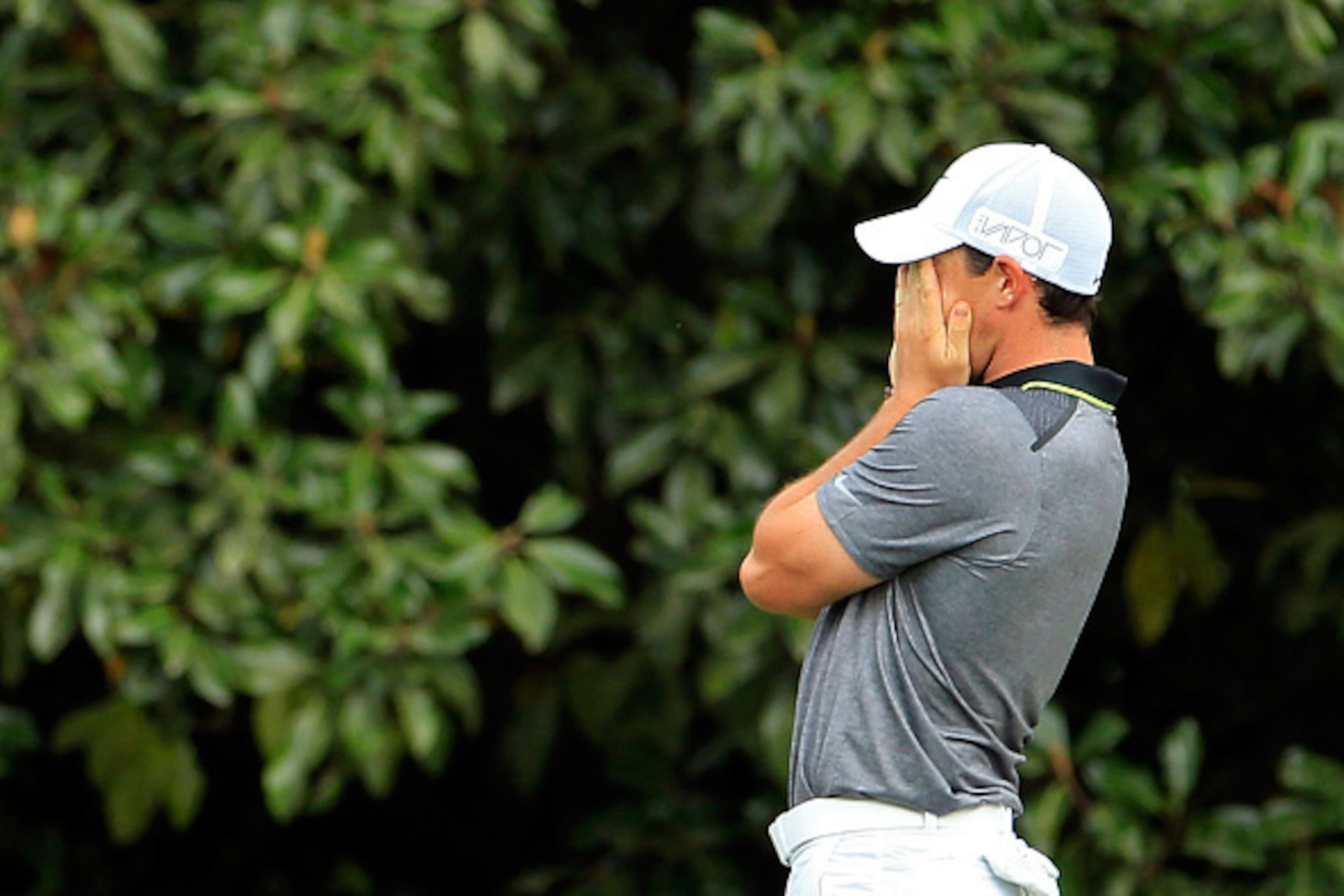 AUGUSTA, GA - APRIL 10:  Rory McIlroy of Northern Ireland reacts to a missed birdie putt on the 11th green during the second round of the 2015 Masters Tournament at Augusta National Golf Club on April 10, 2015 in Augusta, Georgia.  (Photo by Jamie Squire/