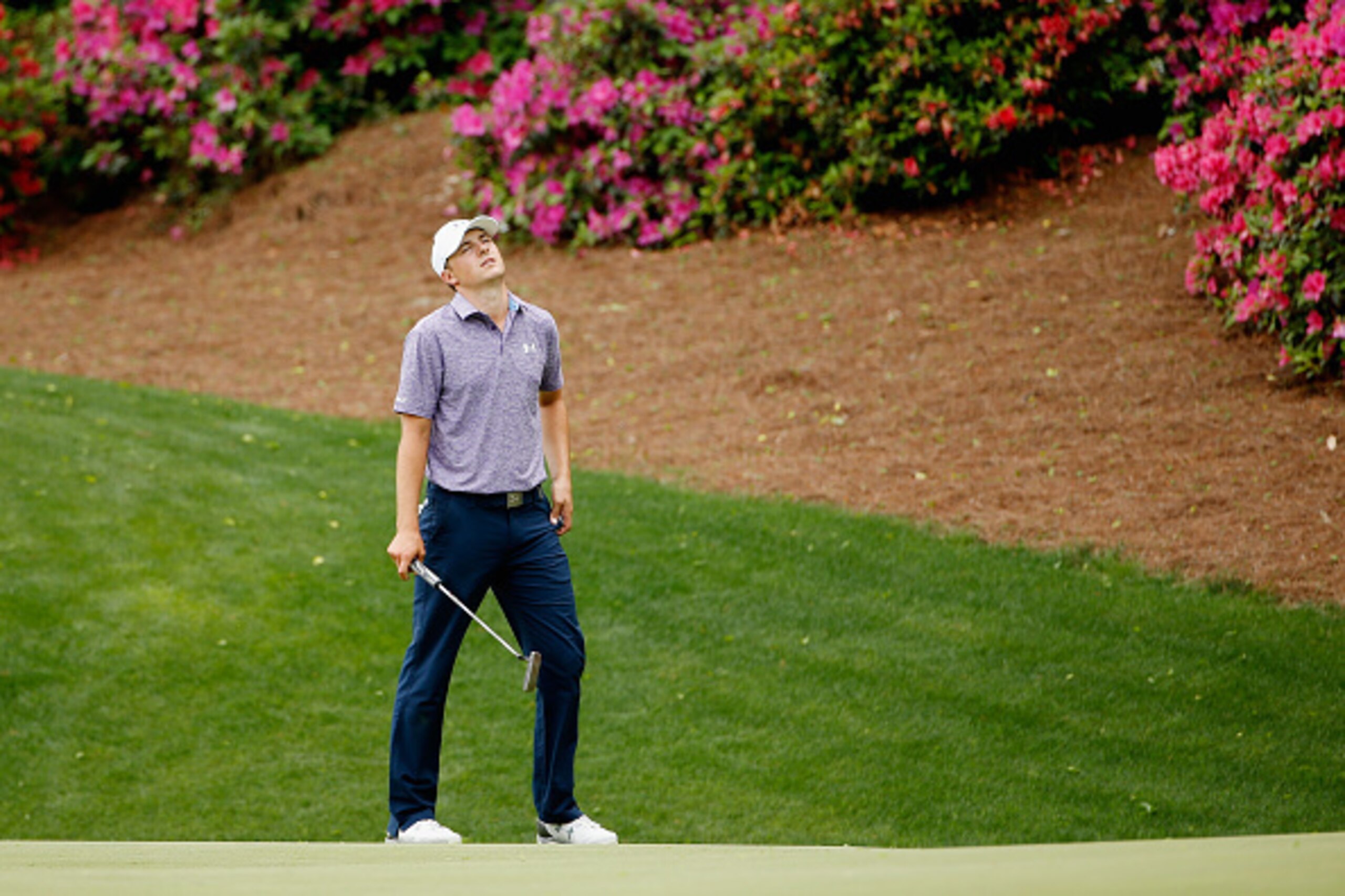 AUGUSTA, GA - APRIL 10: Jordan Spieth of the United States reacts to a missed putt during the second round of the 2015 Masters Tournament at Augusta National Golf Club on April 10, 2015 in Augusta, Georgia. (Photo by Ezra Shaw/Getty Images) AUGUSTA, GA - APRIL 10: Jordan Spieth of the United States reacts to a missed putt during the second round of the 2015 Masters Tournament at Augusta National Golf Club on April 10, 2015 in Augusta, Georgia. (Photo by Ezra Shaw/Getty Images)