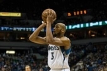 Apr 3, 2015; Minneapolis, MN, USA; Minnesota Timberwolves forward Adreian Payne (3) against the Orlando Magic at Target Center. The Magic defeated Timberwolves 97-84. Mandatory Credit: Brace Hemmelgarn-USA TODAY Sports