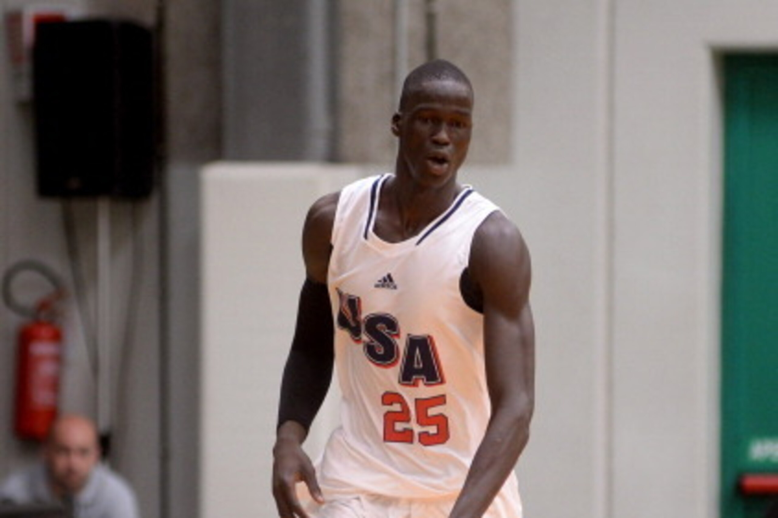 TREVISO, ITALY - JUNE 09:  Thon Maker of team USA in action during adidas Eurocamp day three at La Ghirada sports center on June 9, 2014 in Treviso, Italy.  (Photo by Roberto Serra/Iguana Press/Getty Images)