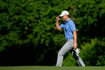 AUGUSTA, GA - APRIL 11:  Jordan Spieth of the United States walks to the 12th tee during the third round of the 2015 Masters Tournament at Augusta National Golf Club on April 11, 2015 in Augusta, Georgia.  (Photo by Jamie Squire/Getty Images)