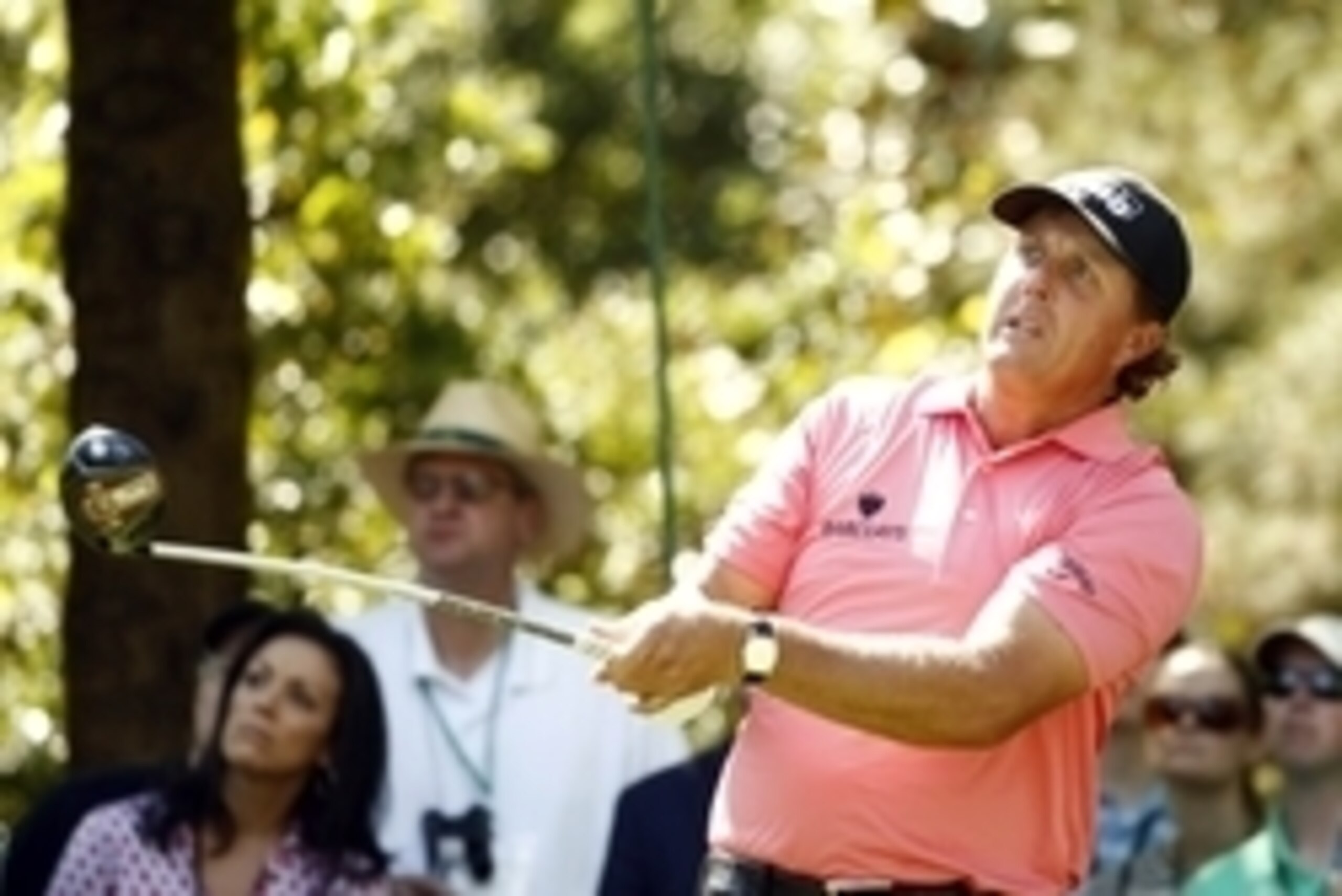 Apr 11, 2015; Augusta, GA, USA; Phil Mickelson hits his tee shot on the 7th hole during the third round of The Masters golf tournament at Augusta National Golf Club. Mandatory Credit: Rob Schumacher-USA TODAY Sports