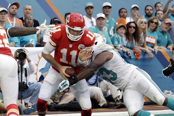 Jenkins in Week 3 with the sack on Chiefs QB Alex Smith, scoring a safety for the Dolphins.