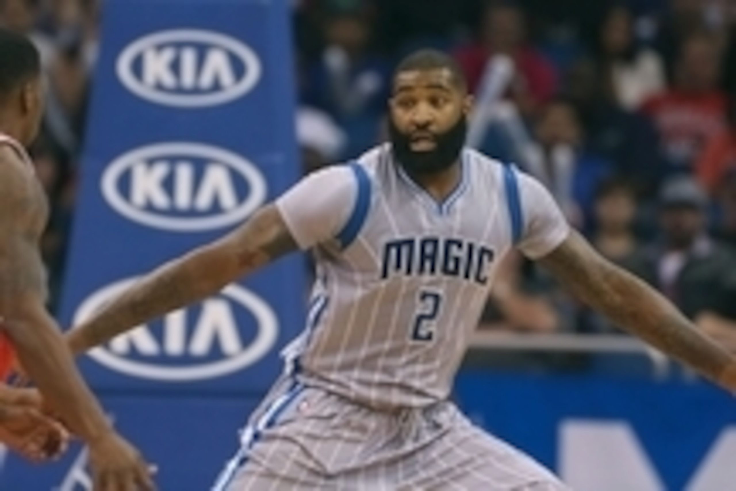 Feb 8, 2015; Orlando, FL, USA; Orlando Magic forward Kyle O'Quinn (2) during the fourth quarter of an NBA basketball game at Amway Center. The Chicago Bulls defeated the Orlando Magic 98-97. Mandatory Credit: Reinhold Matay-USA TODAY Sports