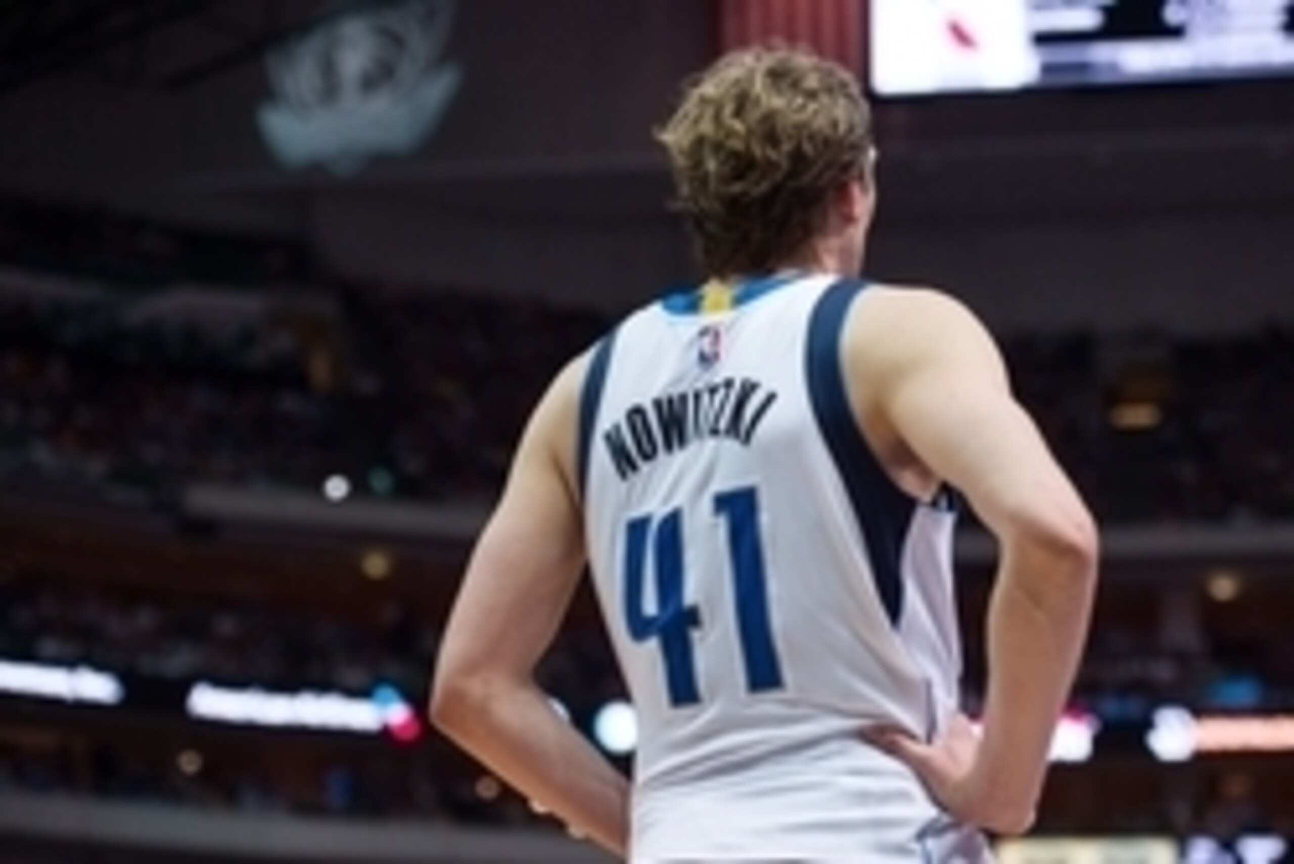 Apr 2, 2015; Dallas, TX, USA; Dallas Mavericks forward Dirk Nowitzki (41) during the game against the Houston Rockets at the American Airlines Center. The Rockets defeated the Mavericks 108-101. Mandatory Credit: Jerome Miron-USA TODAY Sports Apr 2, 2015; Dallas, TX, USA; Dallas Mavericks forward Dirk Nowitzki (41) during the game against the Houston Rockets at the American Airlines Center. The Rockets defeated the Mavericks 108-101. Mandatory Credit: Jerome Miron-USA TODAY Sports