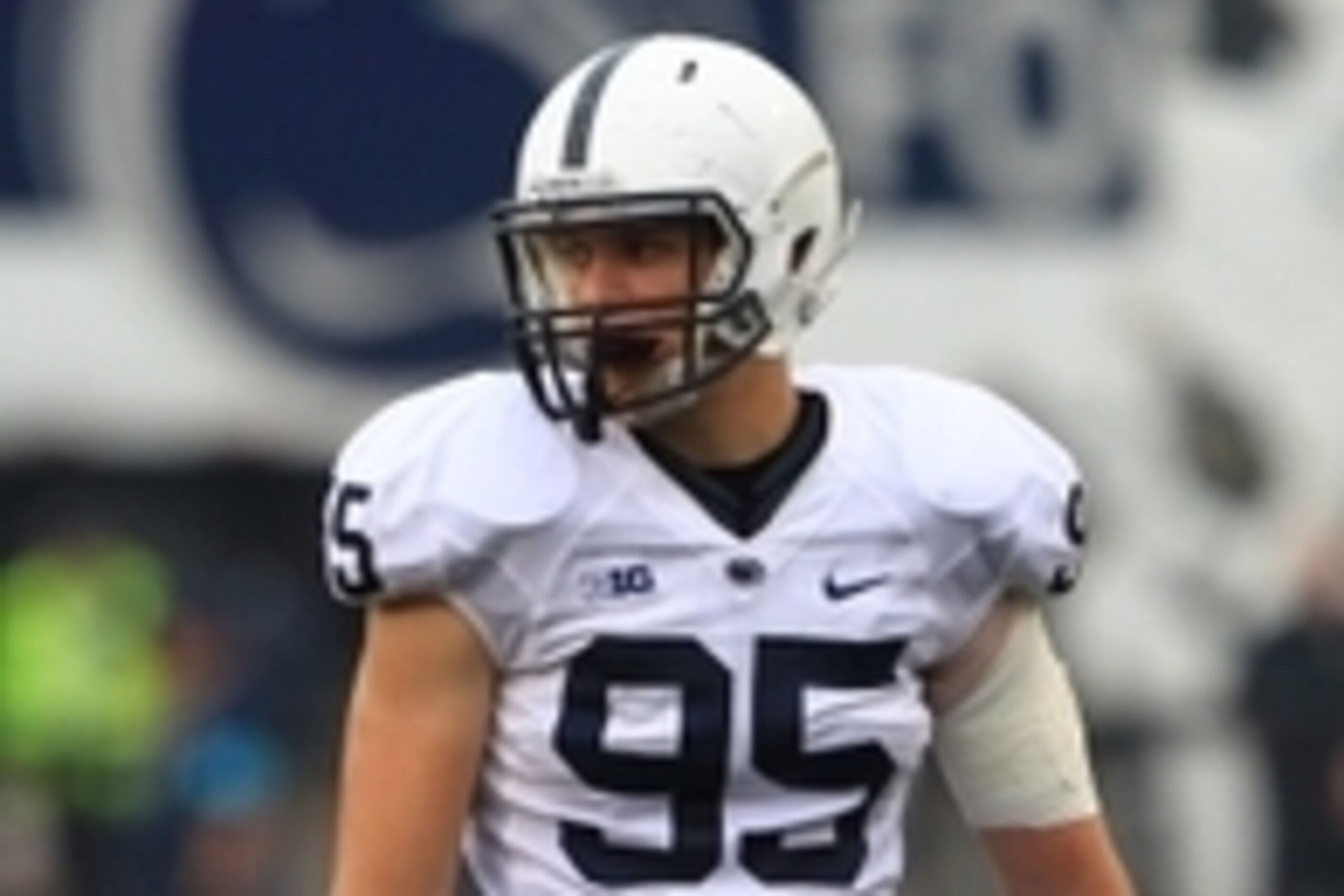 Oct 5, 2013; Bloomington, IN, USA; Penn State Nittany Lions defensive end Carl Nassib (95) during the game against the Indiana Hoosiers at Memorial Stadium. Indiana won 44-24. Mandatory Credit: Pat Lovell-USA TODAY Sports Oct 5, 2013; Bloomington, IN, USA; Penn State Nittany Lions defensive end Carl Nassib (95) during the game against the Indiana Hoosiers at Memorial Stadium. Indiana won 44-24. Mandatory Credit: Pat Lovell-USA TODAY Sports