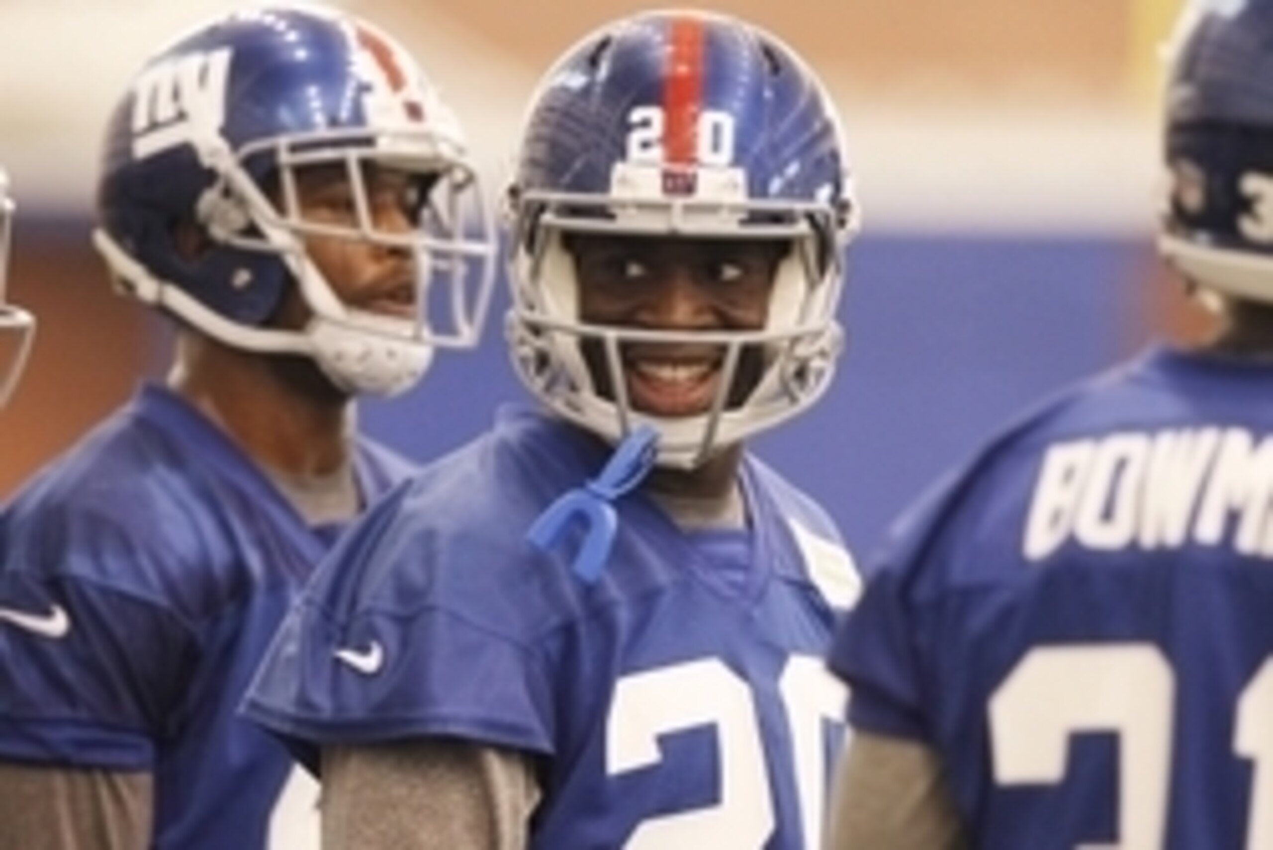 Jun 12, 2014; East Rutherford, NJ, USA; New York Giants cornerback Prince Amukamara (20) during New York Giants minicamp at the Quest Diagnostics Training Center. William Perlman/The Star-Ledger-USA TODAY Sports