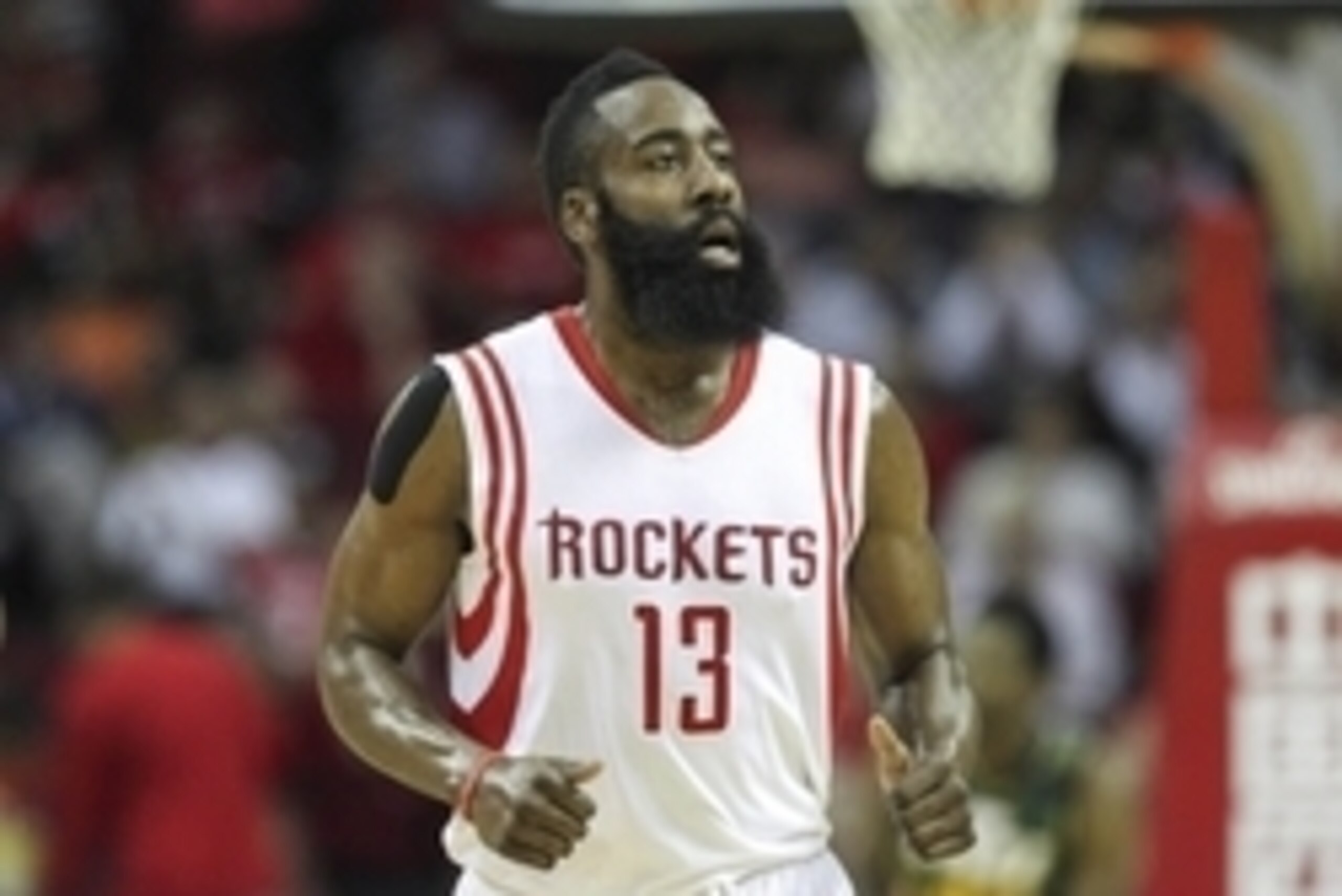 Apr 15, 2015; Houston, TX, USA; Houston Rockets guard James Harden (13) runs up the court during the first quarter against the Utah Jazz at Toyota Center. Mandatory Credit: Troy Taormina-USA TODAY Sports Apr 15, 2015; Houston, TX, USA; Houston Rockets guard James Harden (13) runs up the court during the first quarter against the Utah Jazz at Toyota Center. Mandatory Credit: Troy Taormina-USA TODAY Sports