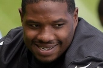 Sep 24, 2014; Bagshot, UNITED KINGDOM; Oakland Raiders running back Maurice Jones-Drew (21) stretches at practice at Pennyhill Park Hotel in advance of the NFL International Series game against the Miami Dolphins. Mandatory Credit: Kirby Lee-USA TODAY Spo