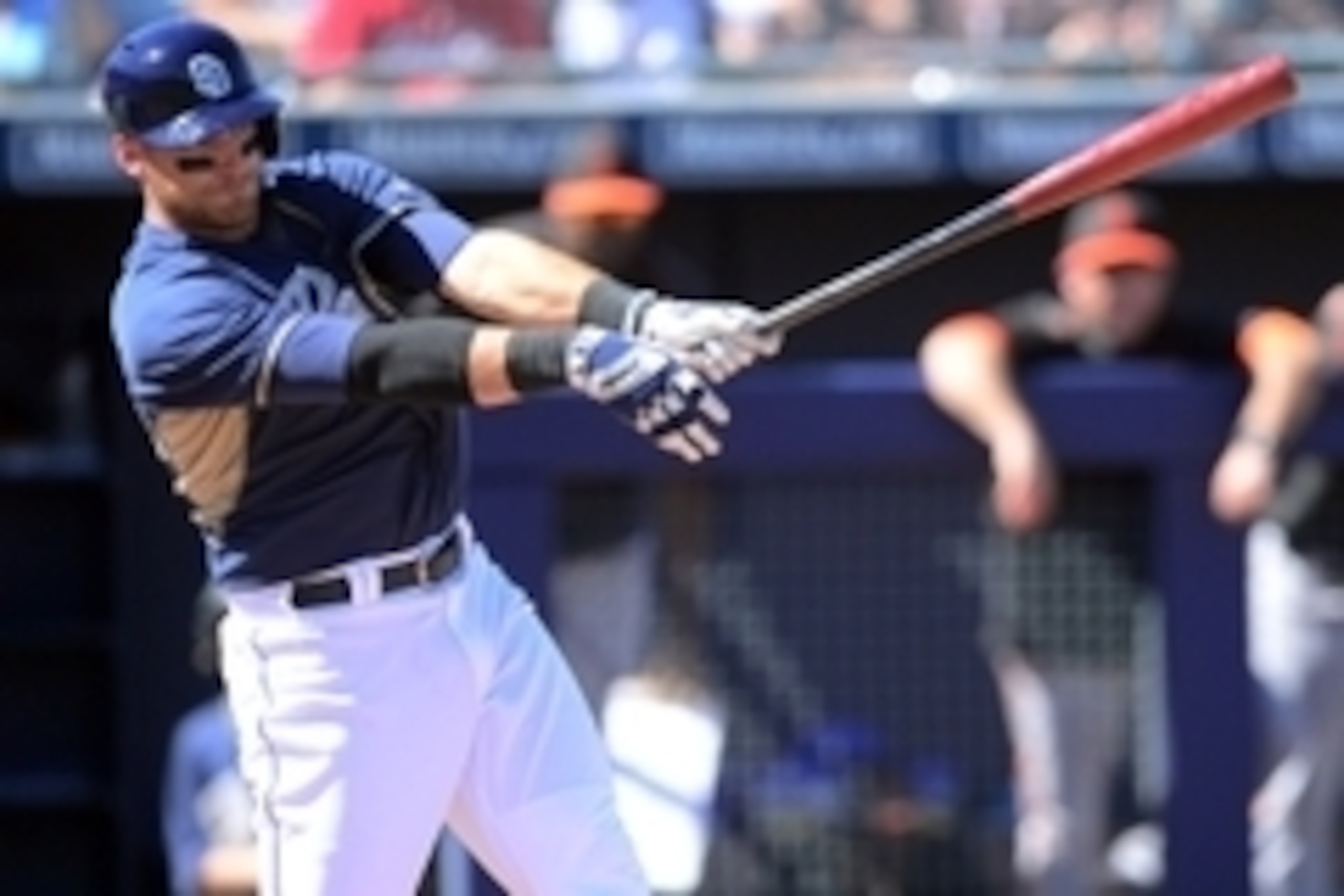 Mar 10, 2015; Peoria, AZ, USA; San Diego Padres third baseman Will Middlebrooks (11) swings the bat against the San Francisco Giants at Peoria Sports Complex. Mandatory Credit: Joe Camporeale-USA TODAY Sports