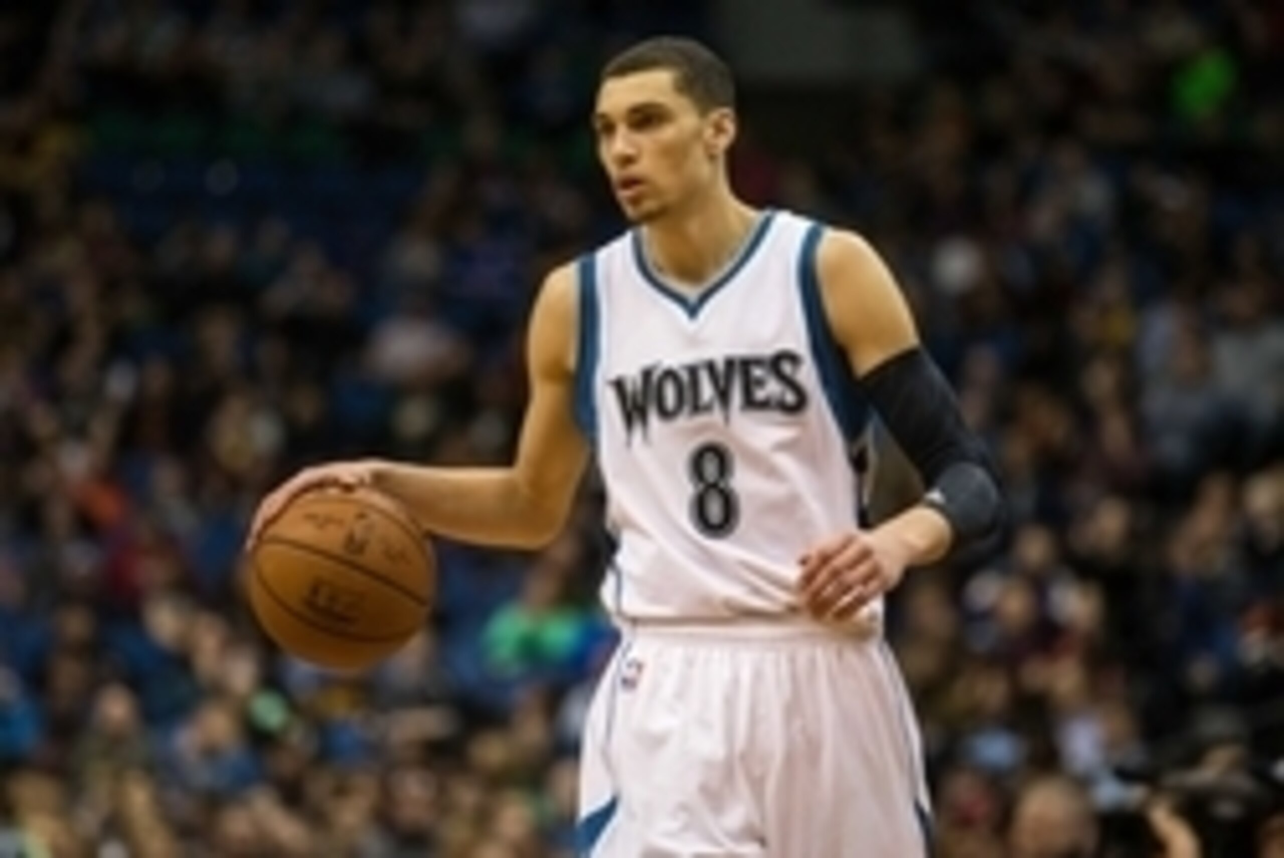 Apr 3, 2015; Minneapolis, MN, USA; Minnesota Timberwolves guard Zach LaVine (8) against the Orlando Magic at Target Center. The Magic defeated Timberwolves 97-84. Mandatory Credit: Brace Hemmelgarn-USA TODAY Sports Apr 3, 2015; Minneapolis, MN, USA; Minnesota Timberwolves guard Zach LaVine (8) against the Orlando Magic at Target Center. The Magic defeated Timberwolves 97-84. Mandatory Credit: Brace Hemmelgarn-USA TODAY Sports