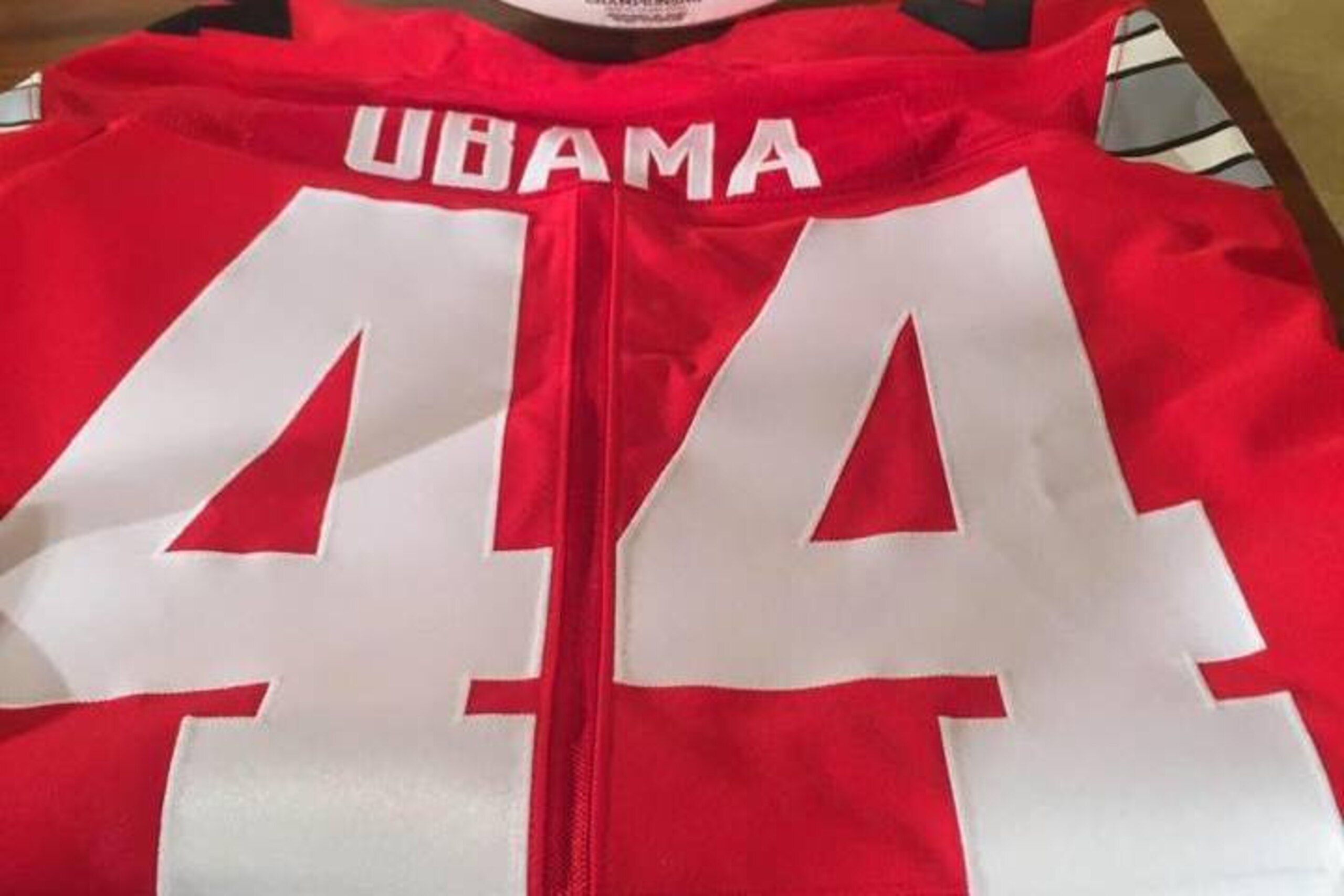 Barack Obama's new Ohio State jersey. Barack Obama's new Ohio State jersey.
