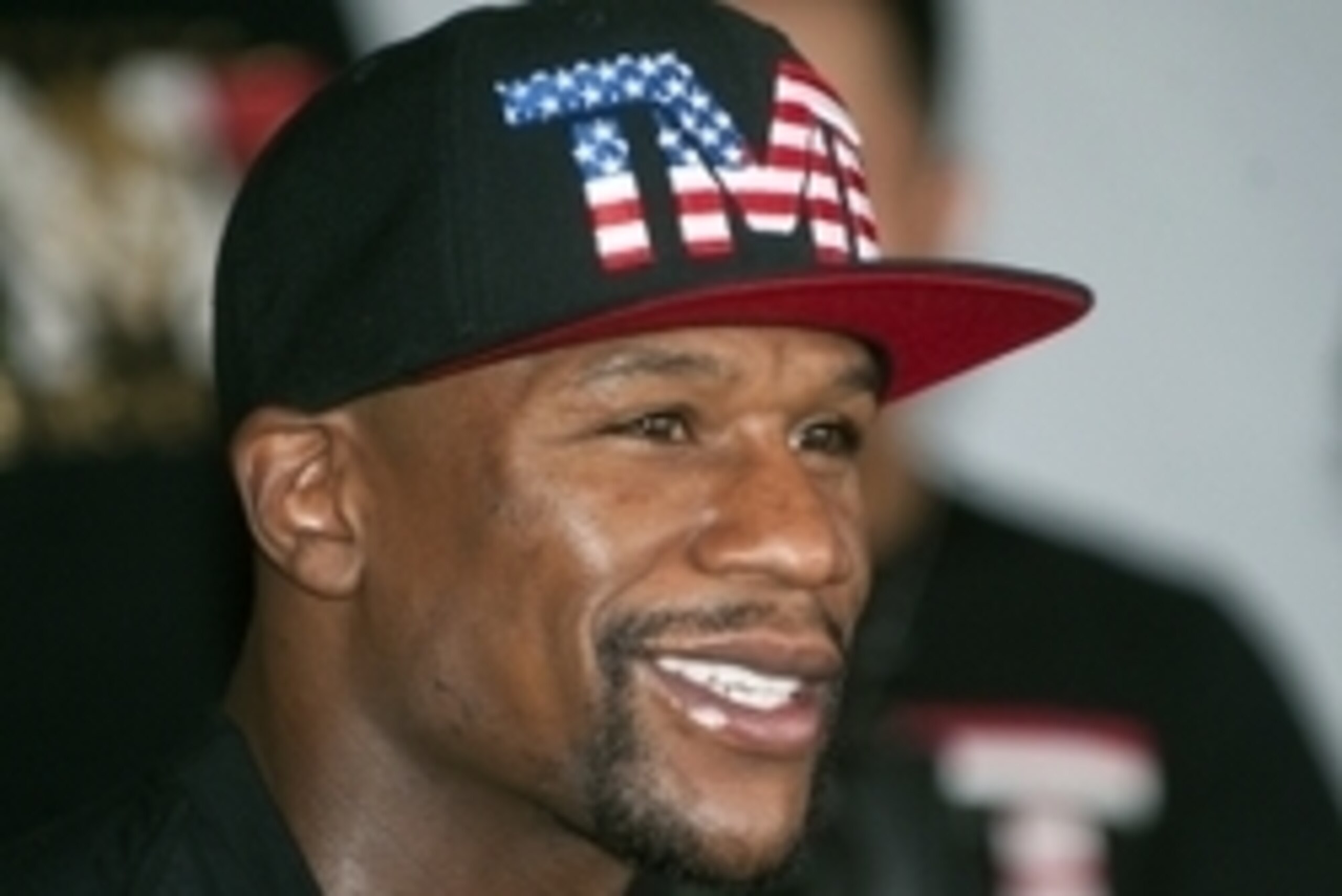 Apr 14, 2015; Las Vegas, NV, USA; Floyd Mayweather Jr., answers questions from reporters before training at Mayweather Boxing Club. Mandatory Credit: Stephen R. Sylvanie-USA TODAY Sports