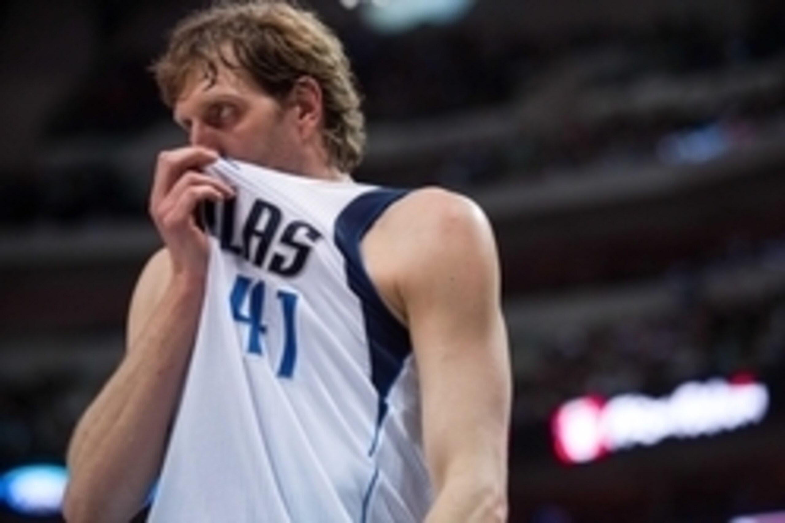 Apr 2, 2015; Dallas, TX, USA; Dallas Mavericks forward Dirk Nowitzki (41) during the game against the Houston Rockets at the American Airlines Center. The Rockets defeated the Mavericks 108-101. Mandatory Credit: Jerome Miron-USA TODAY Sports Apr 2, 2015; Dallas, TX, USA; Dallas Mavericks forward Dirk Nowitzki (41) during the game against the Houston Rockets at the American Airlines Center. The Rockets defeated the Mavericks 108-101. Mandatory Credit: Jerome Miron-USA TODAY Sports