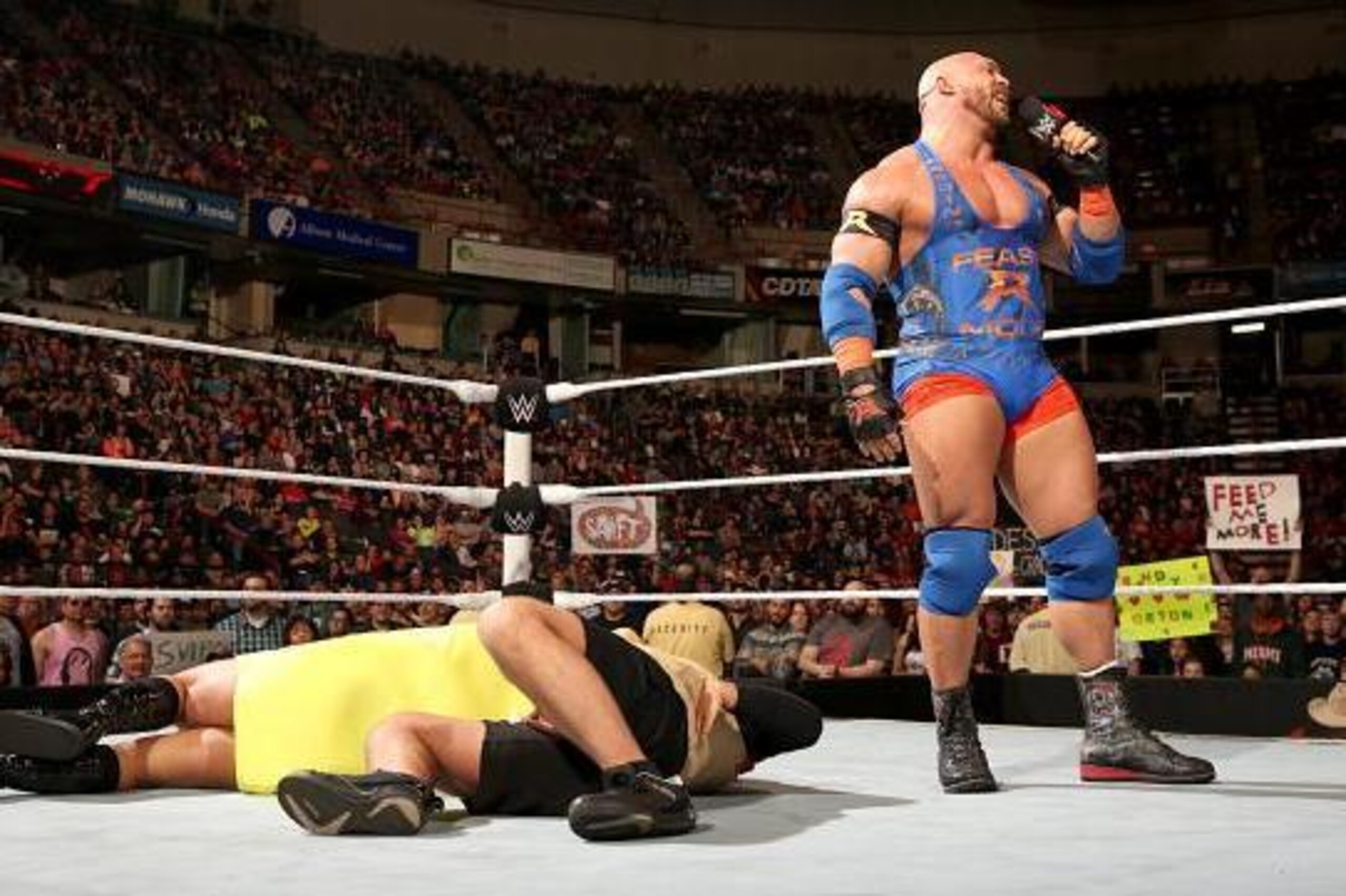 Ryback celebrates taking out Adam Rose's Rosebuds.