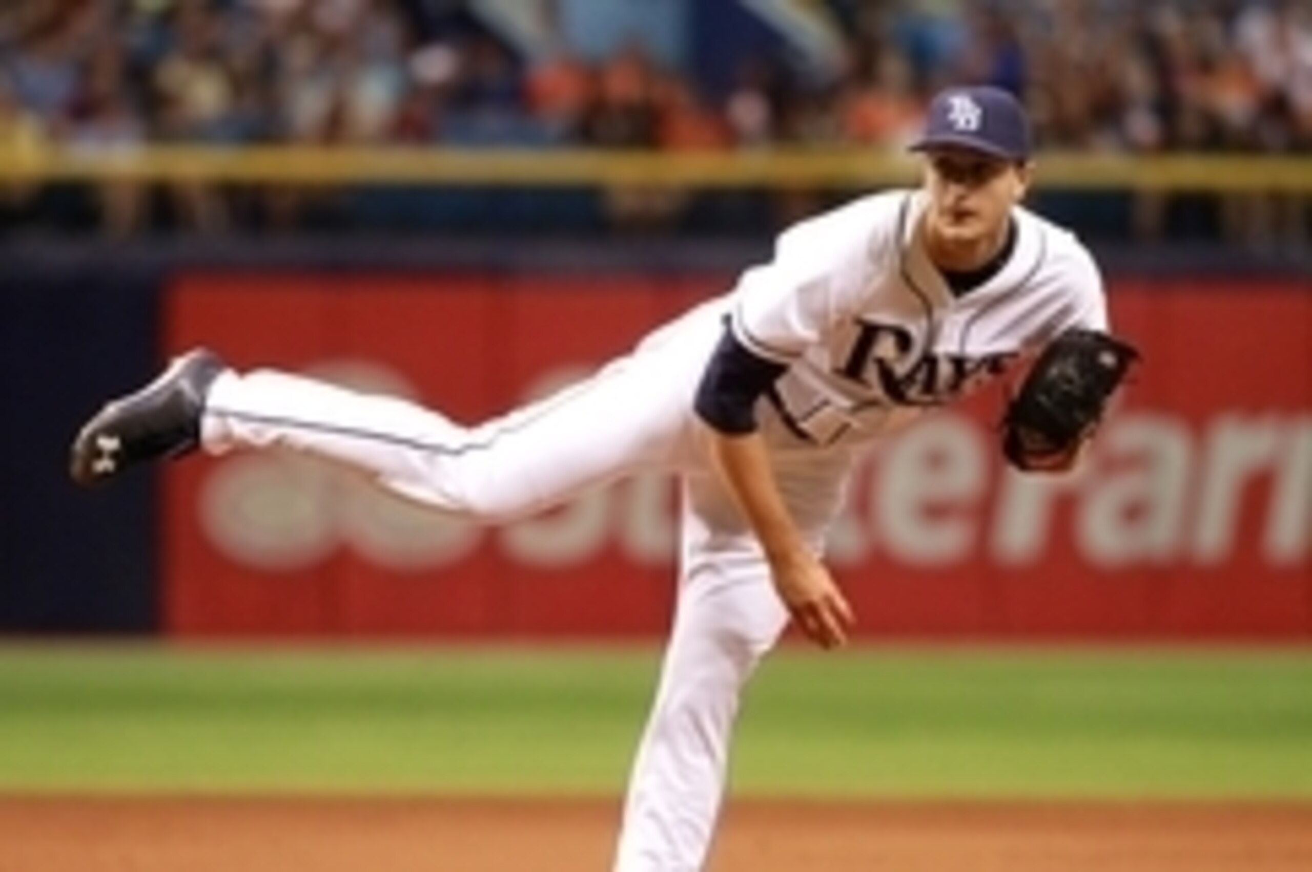 Apr 8, 2015; St. Petersburg, FL, USA; Tampa Bay Rays starting pitcher Jake Odorizzi (23) throws a pitch against the Baltimore Orioles at Tropicana Field. Mandatory Credit: Kim Klement-USA TODAY Sports