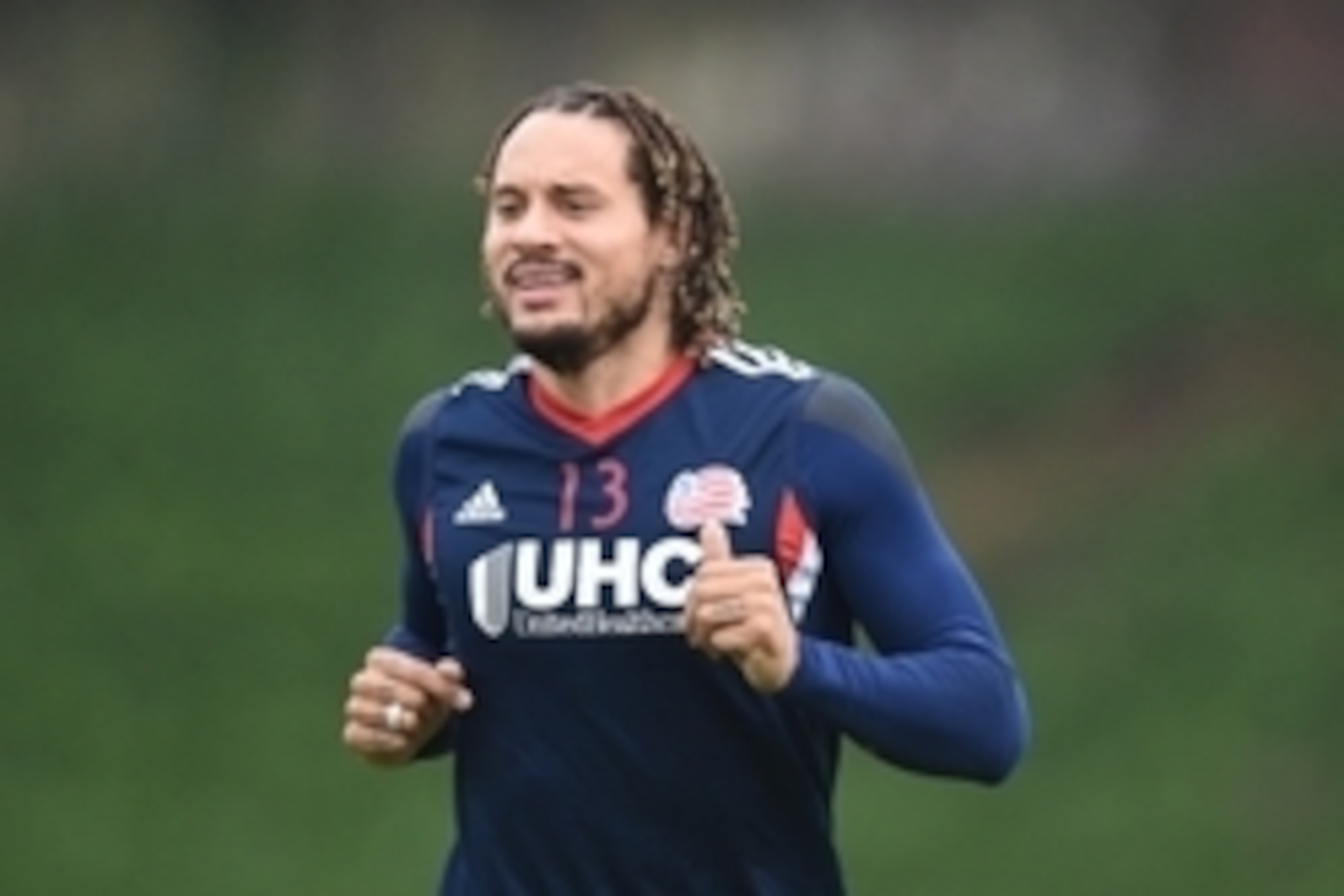 Dec 5, 2014; Los Angeles, CA, USA; New England Revolution midfielder Jermaine Jones (13) during practice in preparation for the 2014 MLS Cup at StubHub Center. Mandatory Credit: Kyle Terada-USA TODAY Sports