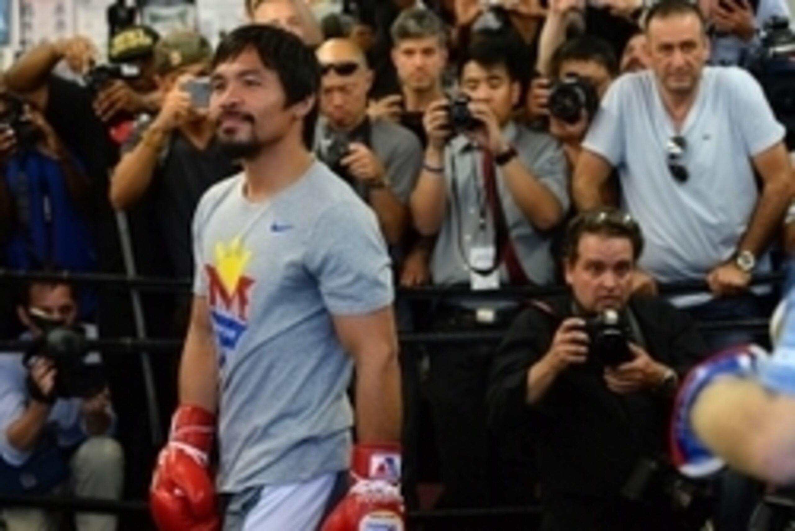 Apr 15, 2015; Hollywood, CA, USA; Manny Pacquiao in the ring during a media day workout at Wild Card Boxing Club. Mandatory Credit: Jayne Kamin-Oncea-USA TODAY Sports
