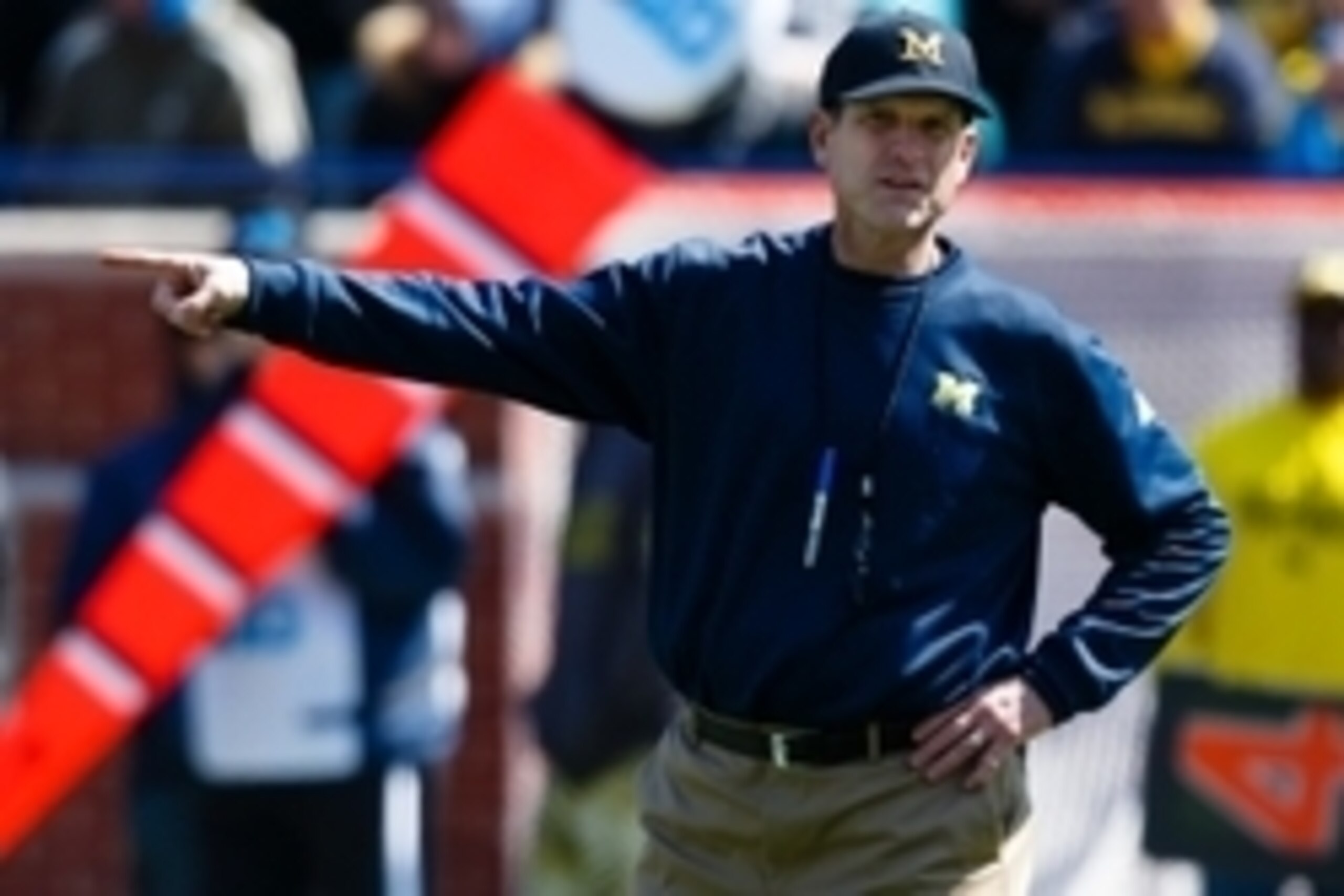 Apr 4, 2015; Ann Arbor, MI, USA; Michigan Wolverines head coach Jim Harbaugh is seen during the Spring football game at Michigan Stadium. Mandatory Credit: Rick Osentoski-USA TODAY Sports