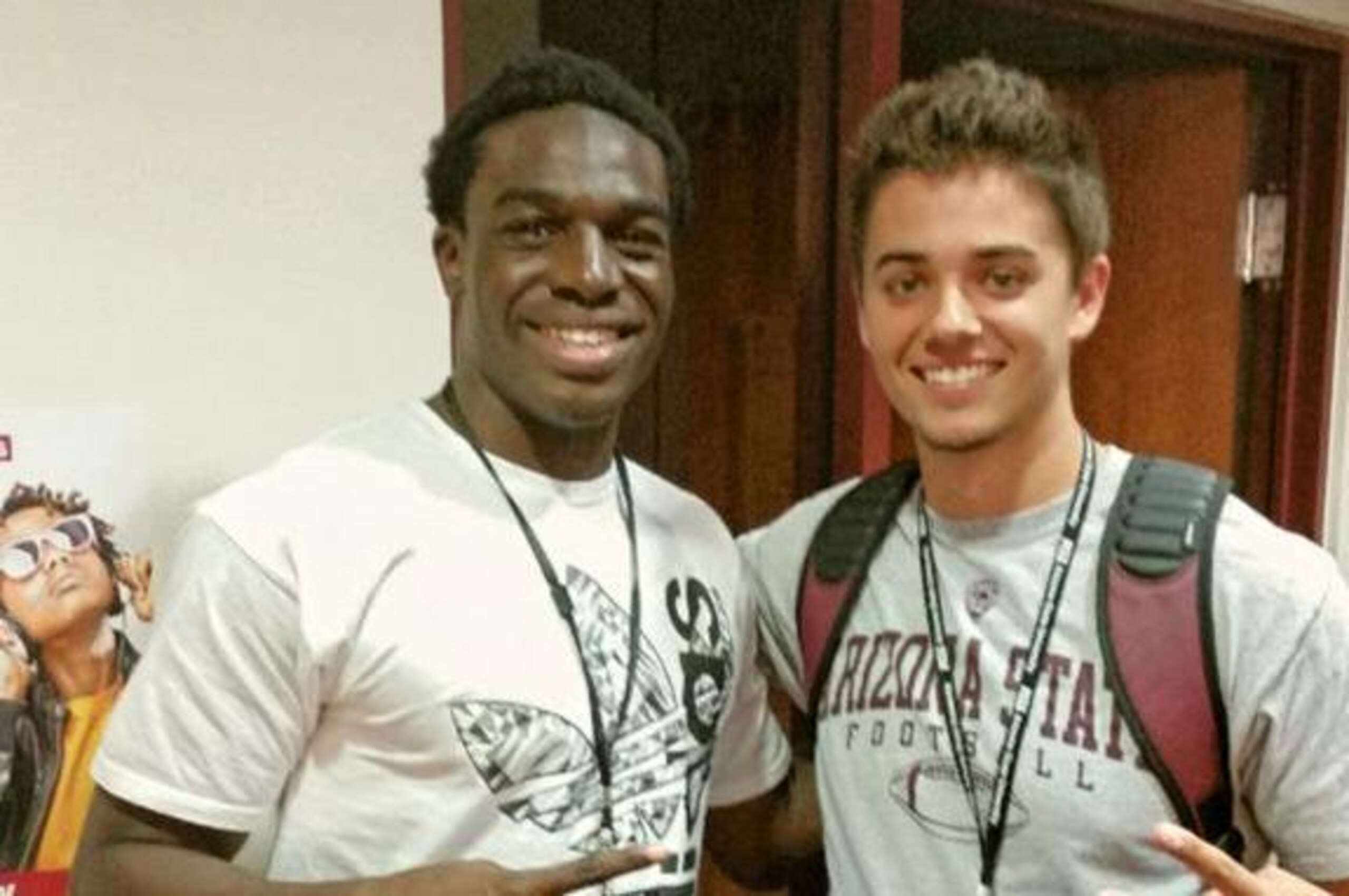 Imatorbhebhe, left, bonded with new Sun Devils quarterback Brady White during the visit.