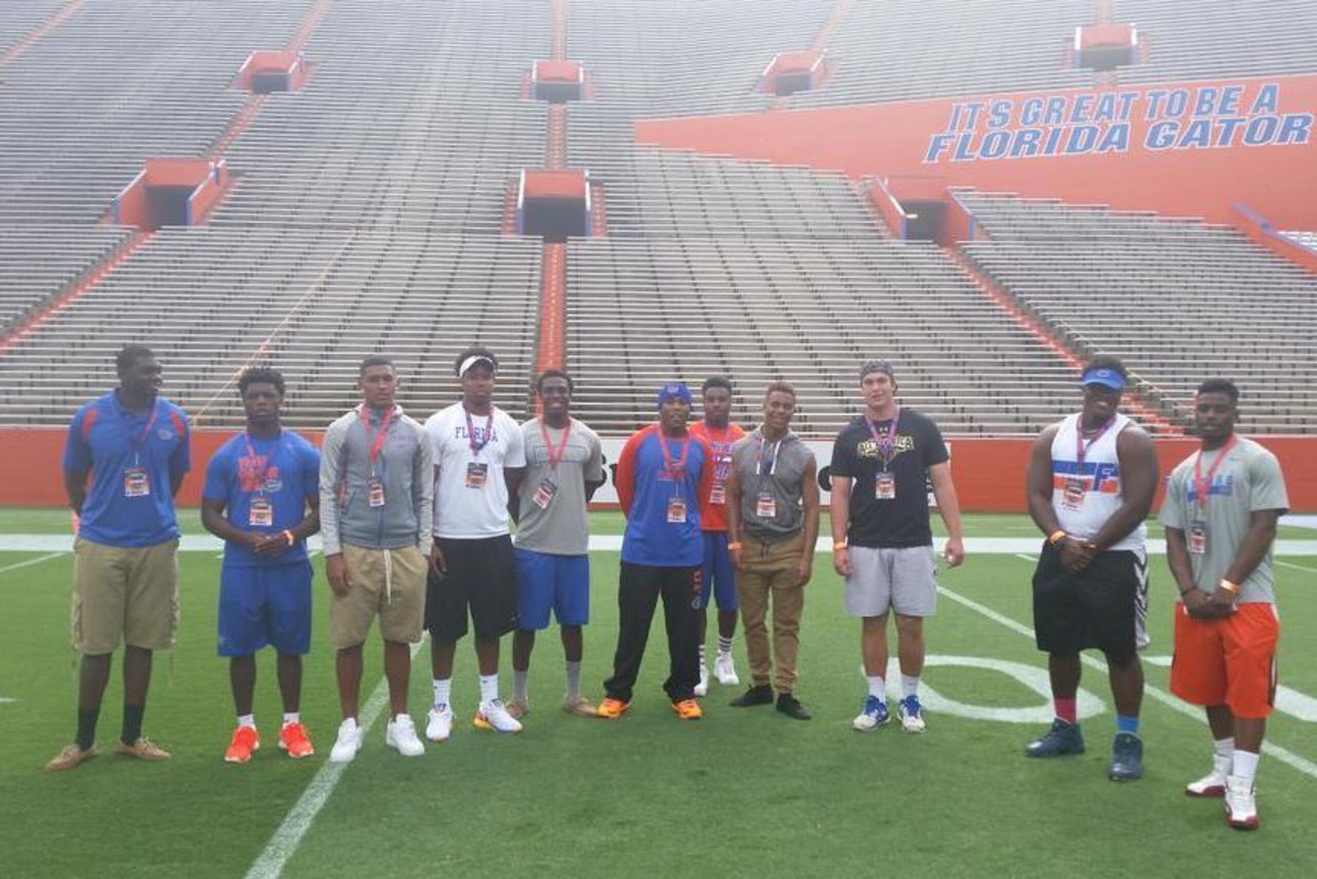 Imatorbhebhe, fifth from left, joined several Florida targets in The Swamp.
