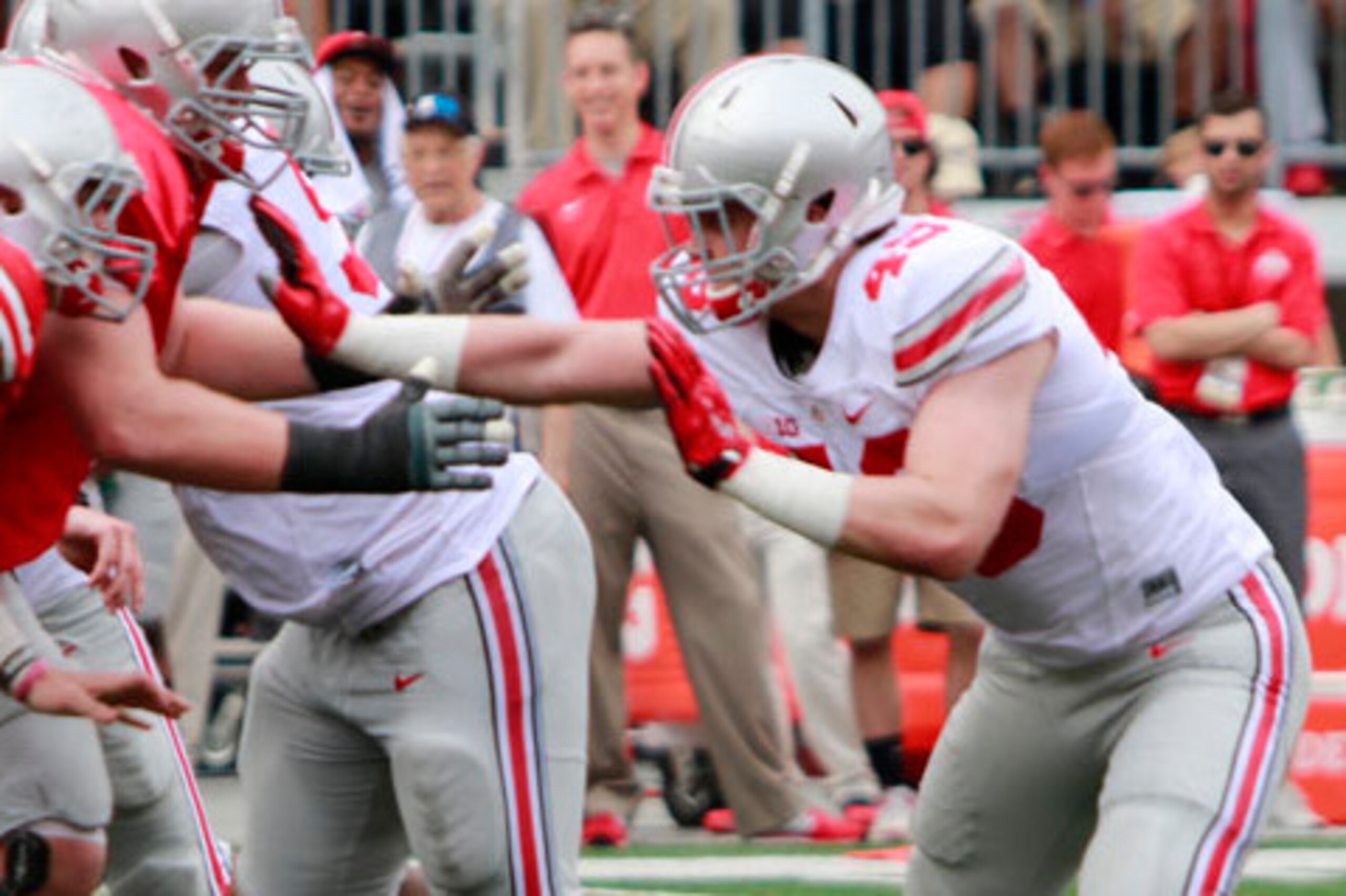 Sam Hubbard sheds a blocker in the Ohio State spring game.