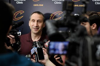 CLEVELAND, OH - MARCH 19:  David Blatt of the Cleveland Cavaliers practices during an all-access event on March 19, 2015 in Cleveland, Ohio. NOTE TO USER: User expressly acknowledges and agrees that, by downloading and/or using this photograph, User is co