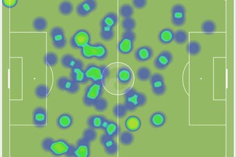 Fabregas' heat map against Arsenal