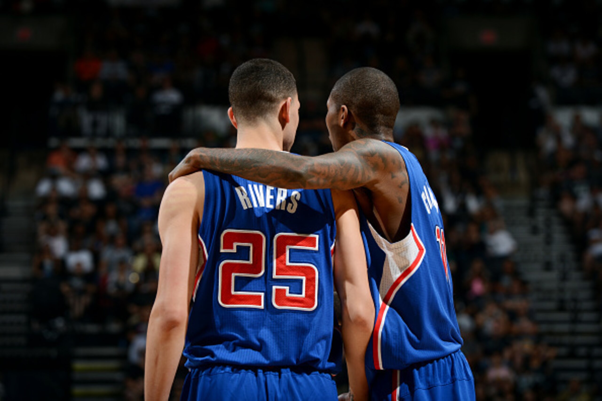 SAN ANTONIO - APRIL 26: Jamal Crawford #11 and Austin Rivers #25 of the Los Angeles Clippers celebrate during a game against the San Antonio Spurs during Game Four of the Western Conference Quarterfinals at the AT&T Center on April 26, 2015 in San Antonio SAN ANTONIO - APRIL 26: Jamal Crawford #11 and Austin Rivers #25 of the Los Angeles Clippers celebrate during a game against the San Antonio Spurs during Game Four of the Western Conference Quarterfinals at the AT&T Center on April 26, 2015 in San Antonio