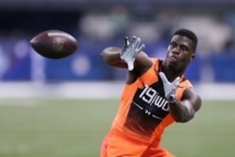 Feb 21, 2015; Indianapolis, IN, USA; Missouri Tigers wide receiver Dorial Green-Beckham catches a pass during the 2015 NFL Combine at Lucas Oil Stadium. Mandatory Credit: Brian Spurlock-USA TODAY Sports