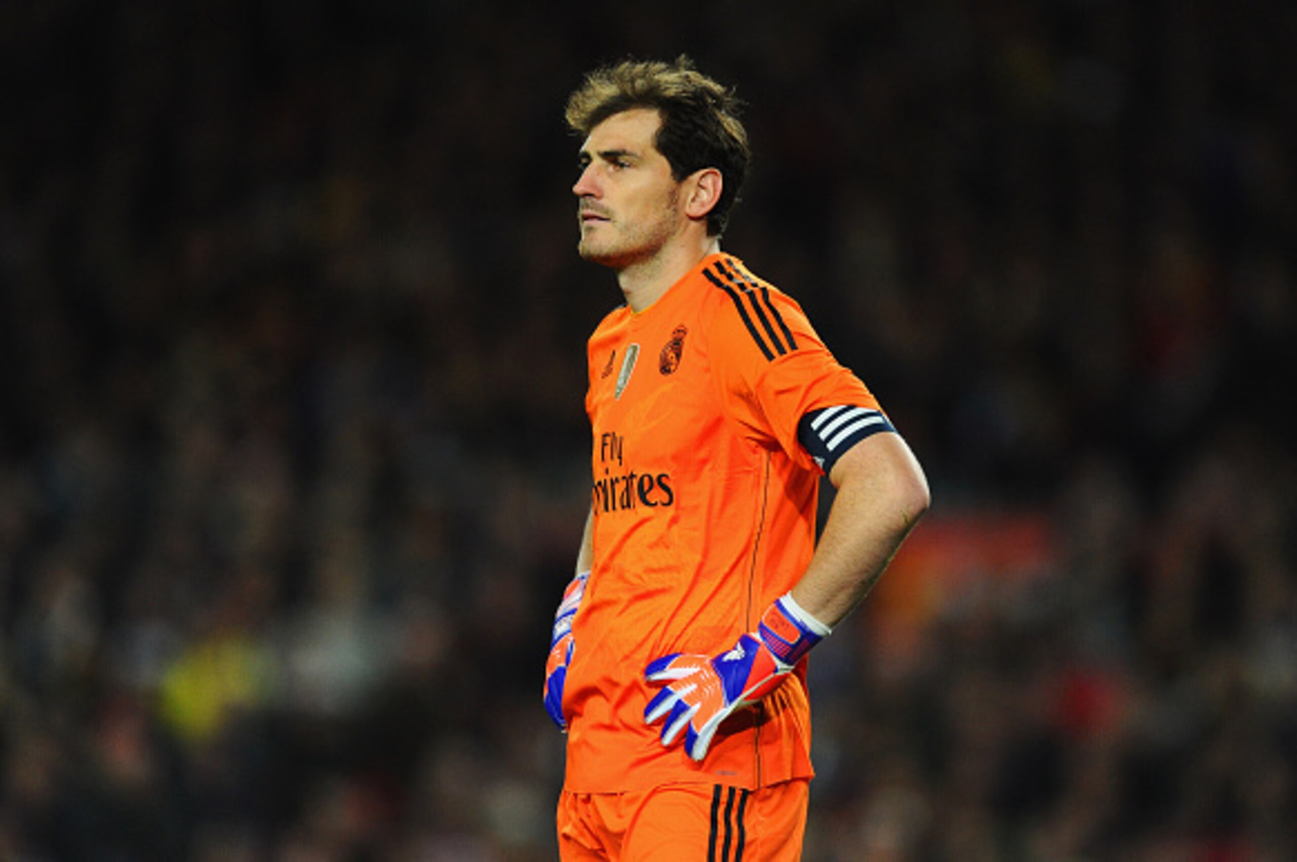BARCELONA, SPAIN - MARCH 22:  Iker Casillas of Real Madrid CF reacts during the La Liga match between FC Barcelona and Real Madrid CF at Camp Nou on March 22, 2015 in Barcelona, Spain.  (Photo by David Ramos/Getty Images)