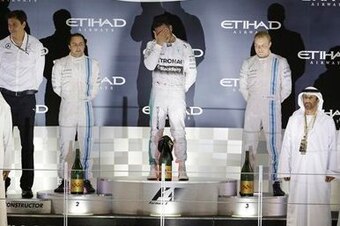 Massa and Bottas on the podium in Abu Dhabi in 2014.