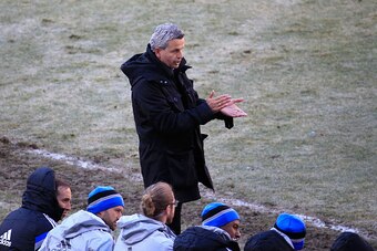 WASHINGTON, DC - MARCH 07:  Head coach Frank Klopas of Montreal Impact coaches during the first half against D.C. United during their 1-0 loss at RFK Stadium on March 7, 2015 in Washington, DC.  (Photo by Rob Carr/Getty Images)