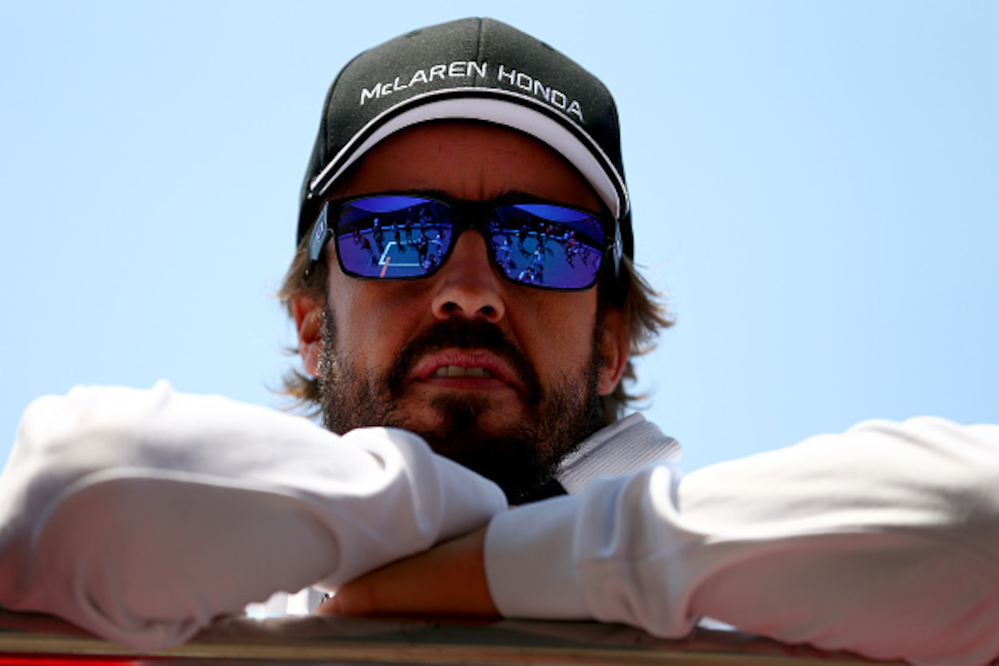 SHANGHAI, CHINA - APRIL 12:  Fernando Alonso of Spain and McLaren Honda looks on during the drivers' parade during the Formula One Grand Prix of China at Shanghai International Circuit on April 12, 2015 in Shanghai, China.  (Photo by Dan Istitene/Getty Im