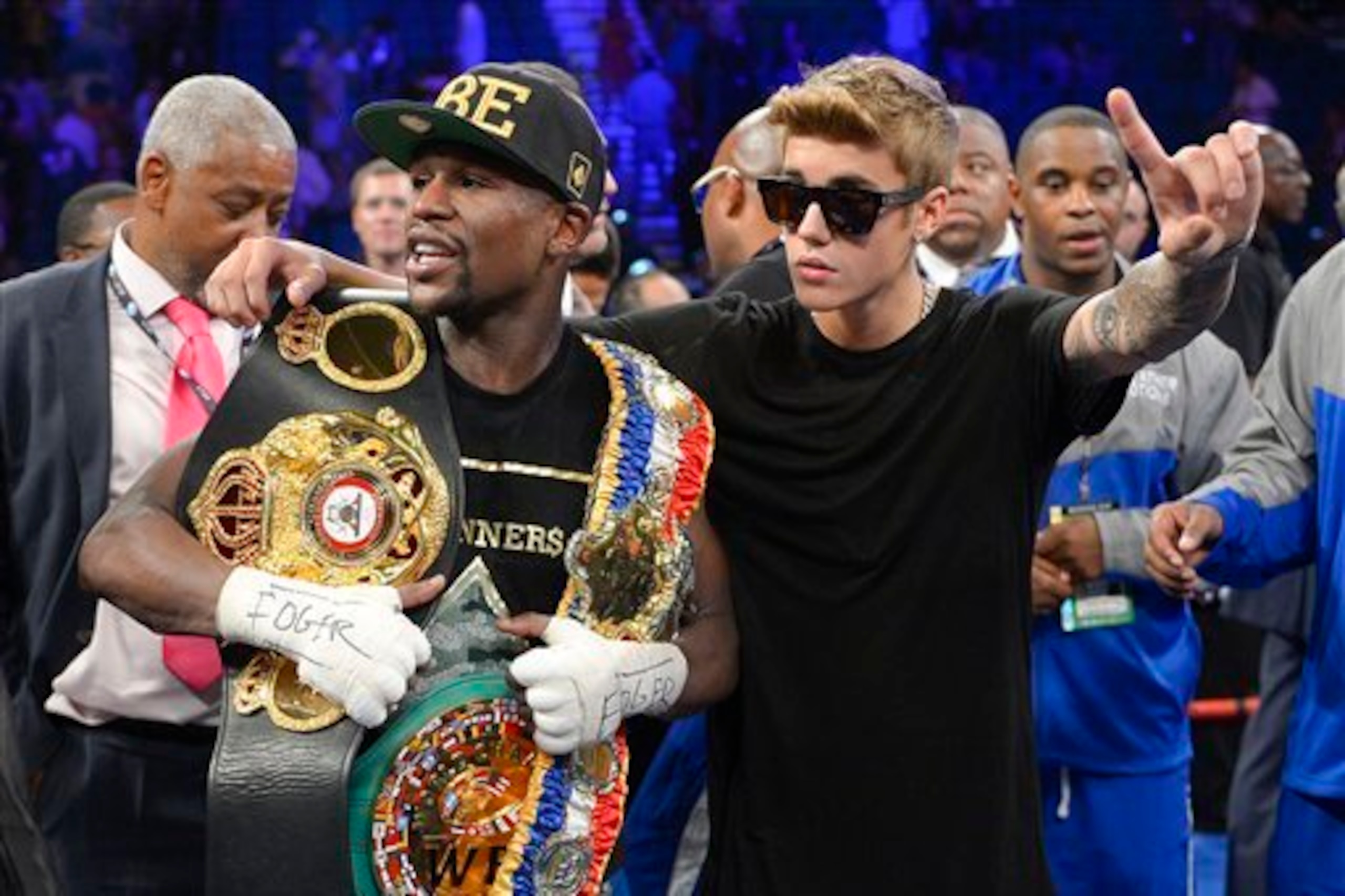 Justin Bieber has been by Mayweather's side for big fights.