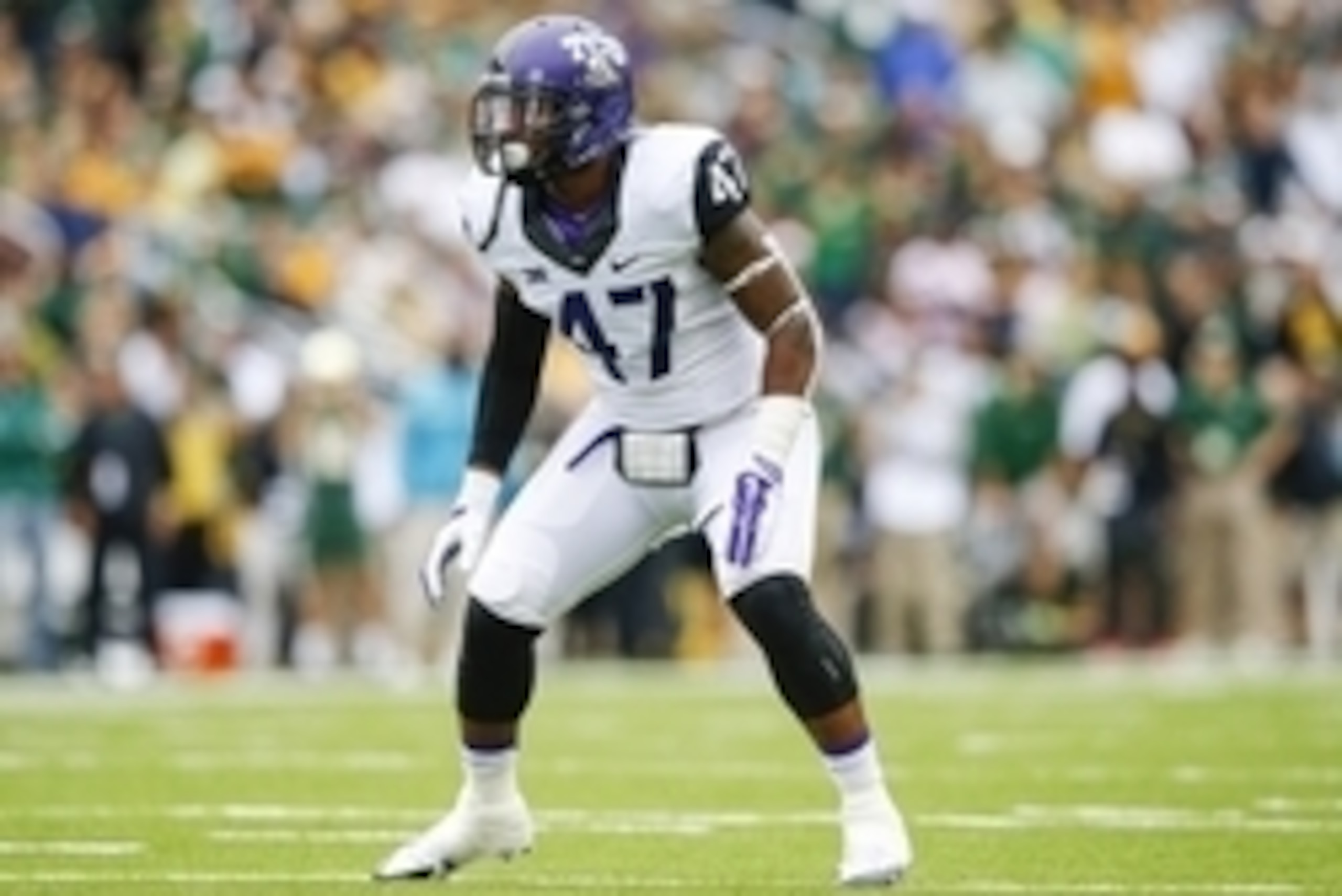 Oct 11, 2014; Waco, TX, USA; TCU Horned Frogs linebacker Paul Dawson (47) during the game against the Baylor Bears at McLane Stadium. Mandatory Credit: Kevin Jairaj-USA TODAY Sports