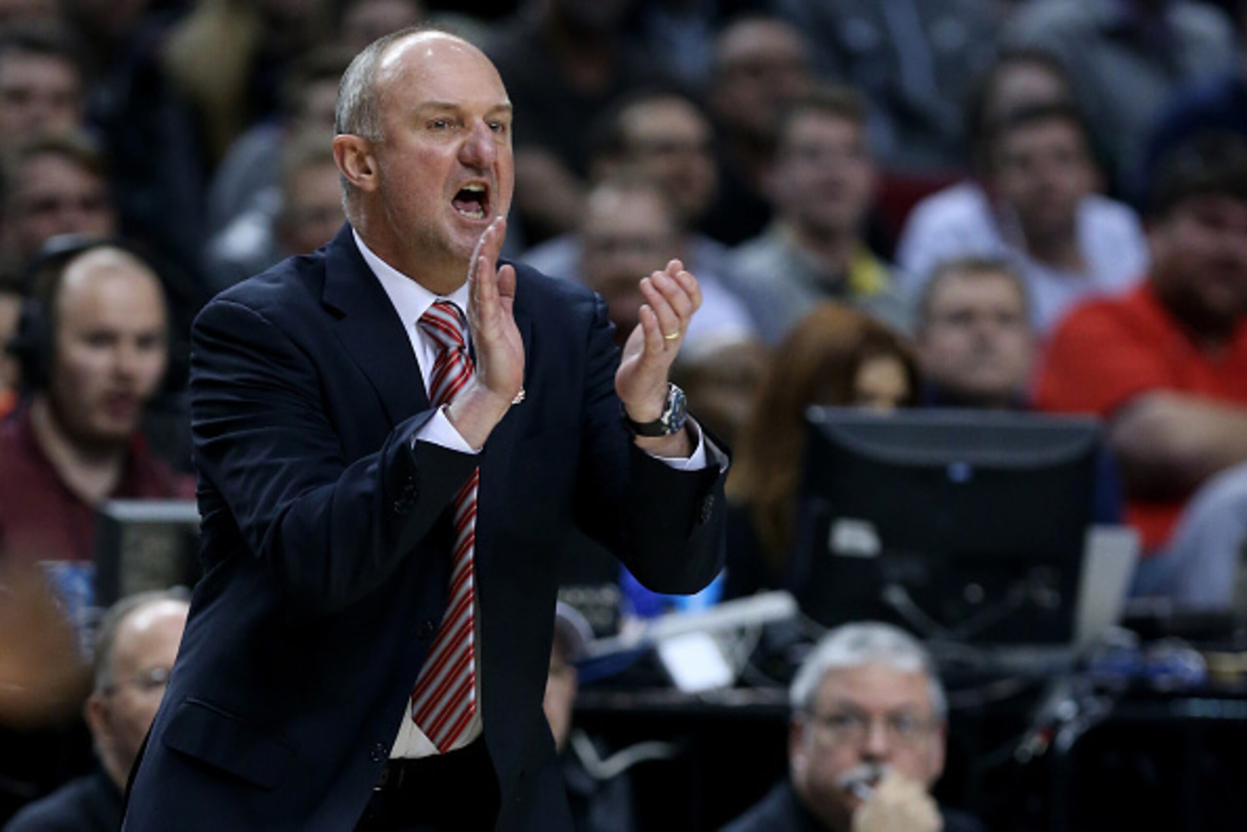 PORTLAND, OR - MARCH 19:  Head coach Thad Matta of Ohio State Buckeyes looks on as the Ohio State Buckeyes play the Virginia Commonwealth Rams in the first half during the second round of the 2015 NCAA Men's Basketball Tournament at Moda Center on March 1