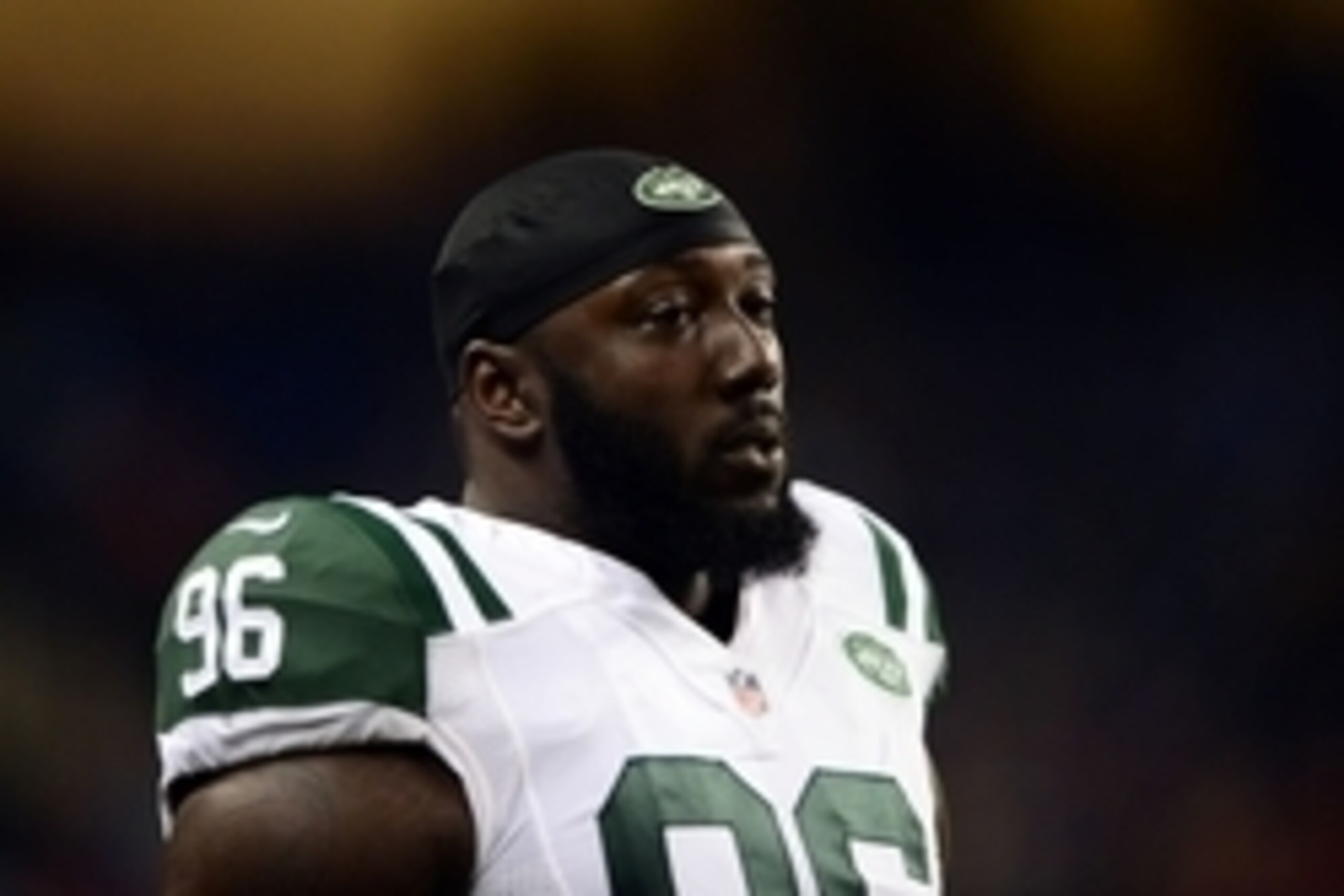 Nov 24, 2014; Detroit, MI, USA; New York Jets defensive end Muhammad Wilkerson (96) against the Buffalo Bills at Ford Field. Mandatory Credit: Andrew Weber-USA TODAY Sports