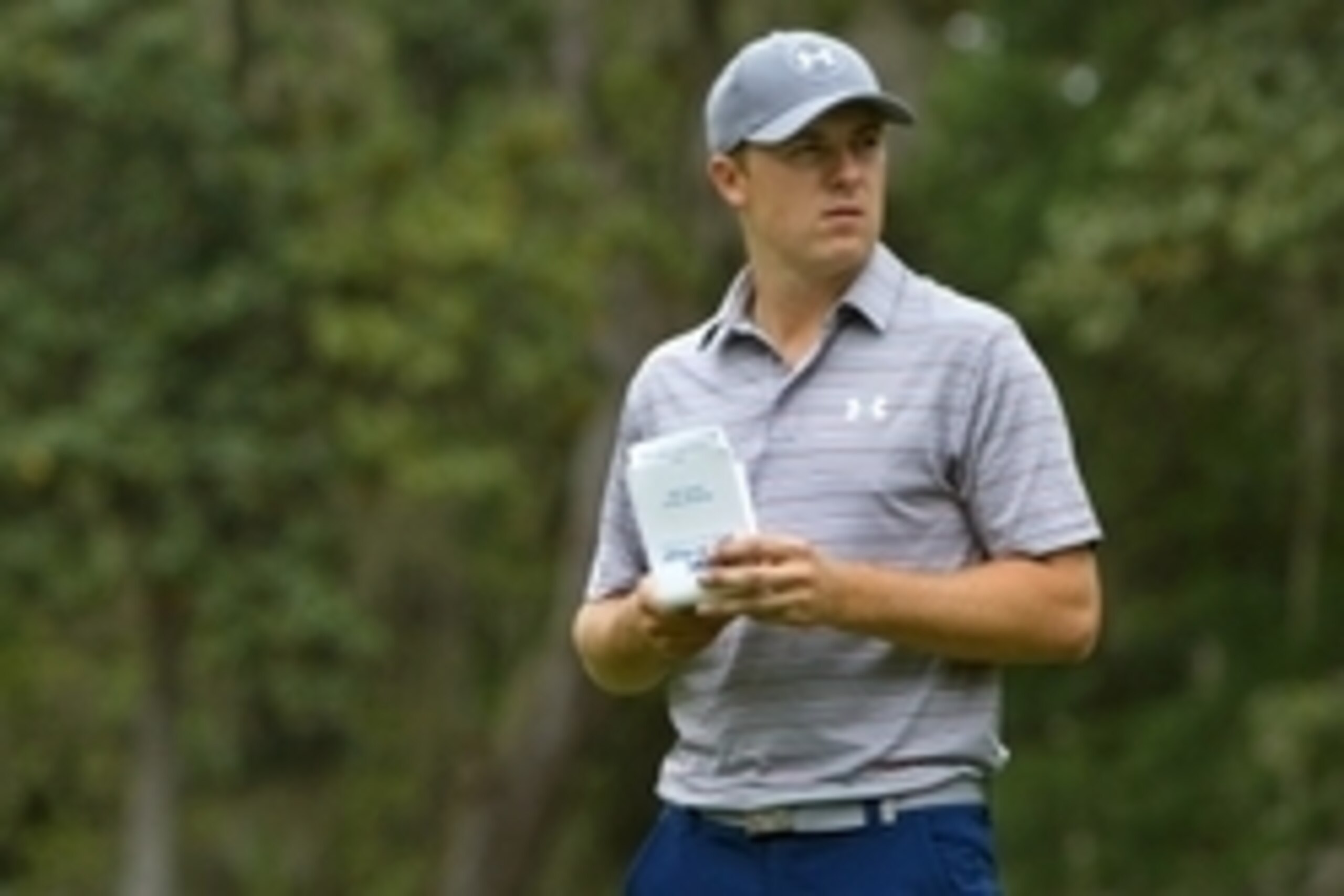 Apr 18, 2015; Hilton Head, SC, USA; Jordan Spieth records his strokes on the green of the third hole during the third round of the RBC Heritage at Harbour Town Golf Links. Mandatory Credit: Joshua S. Kelly-USA TODAY Sports Apr 18, 2015; Hilton Head, SC, USA; Jordan Spieth records his strokes on the green of the third hole during the third round of the RBC Heritage at Harbour Town Golf Links. Mandatory Credit: Joshua S. Kelly-USA TODAY Sports