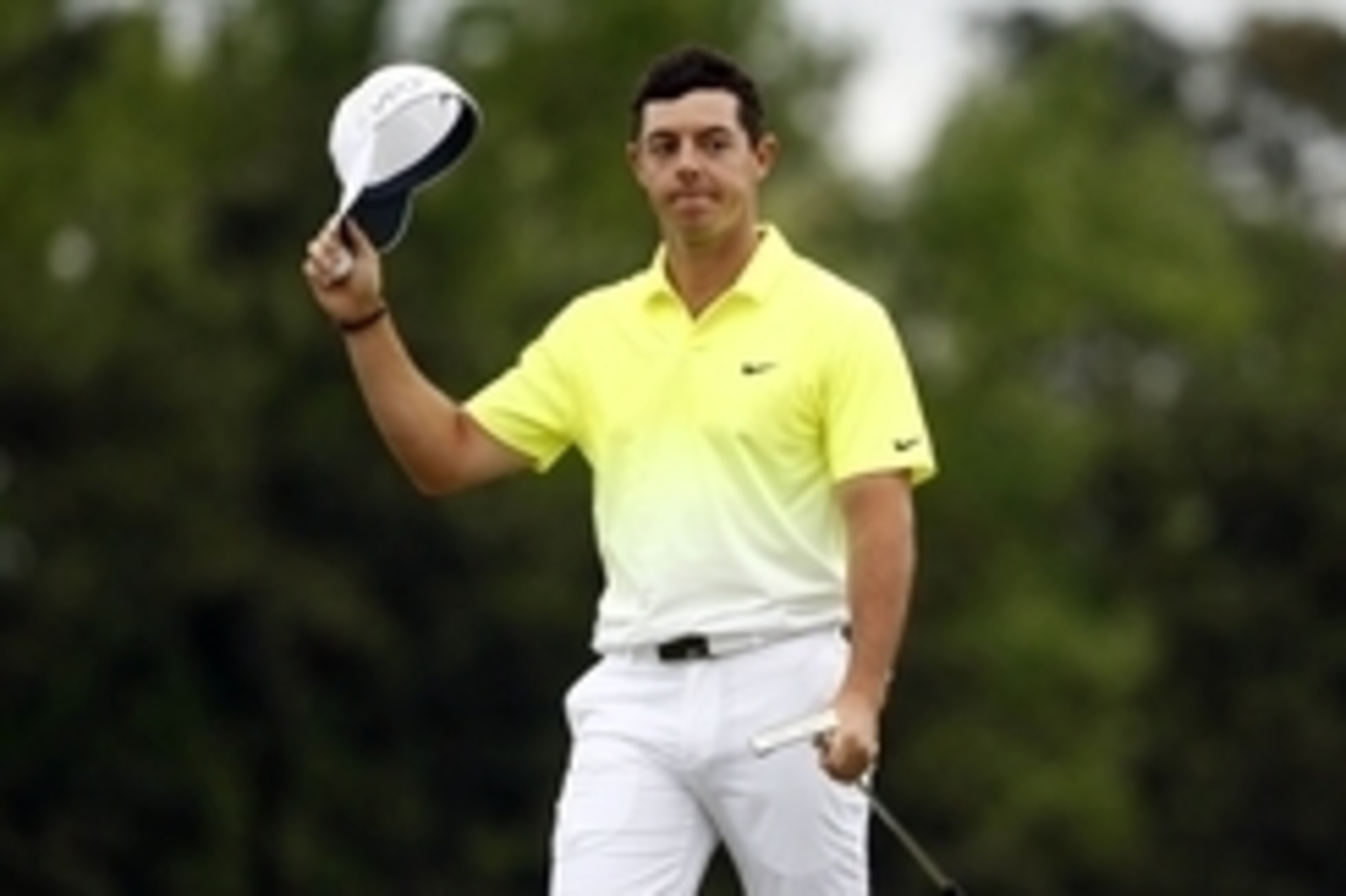 Apr 12, 2015; Augusta, GA, USA; Rory McIlroy reacts after completing the final round of The Masters golf tournament at Augusta National Golf Club. Mandatory Credit: Rob Schumacher-USA TODAY Sports Apr 12, 2015; Augusta, GA, USA; Rory McIlroy reacts after completing the final round of The Masters golf tournament at Augusta National Golf Club. Mandatory Credit: Rob Schumacher-USA TODAY Sports
