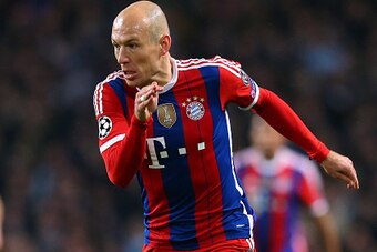 MANCHESTER, ENGLAND - NOVEMBER 25:  Arjen Robben of FC Bayern Munchen during the UEFA Champions League match between Manchester City FC and FC Bayern Munchen at Etihad Stadium on November 25, 2014 in Manchester, United Kingdom.  (Photo by Alex Livesey/Get